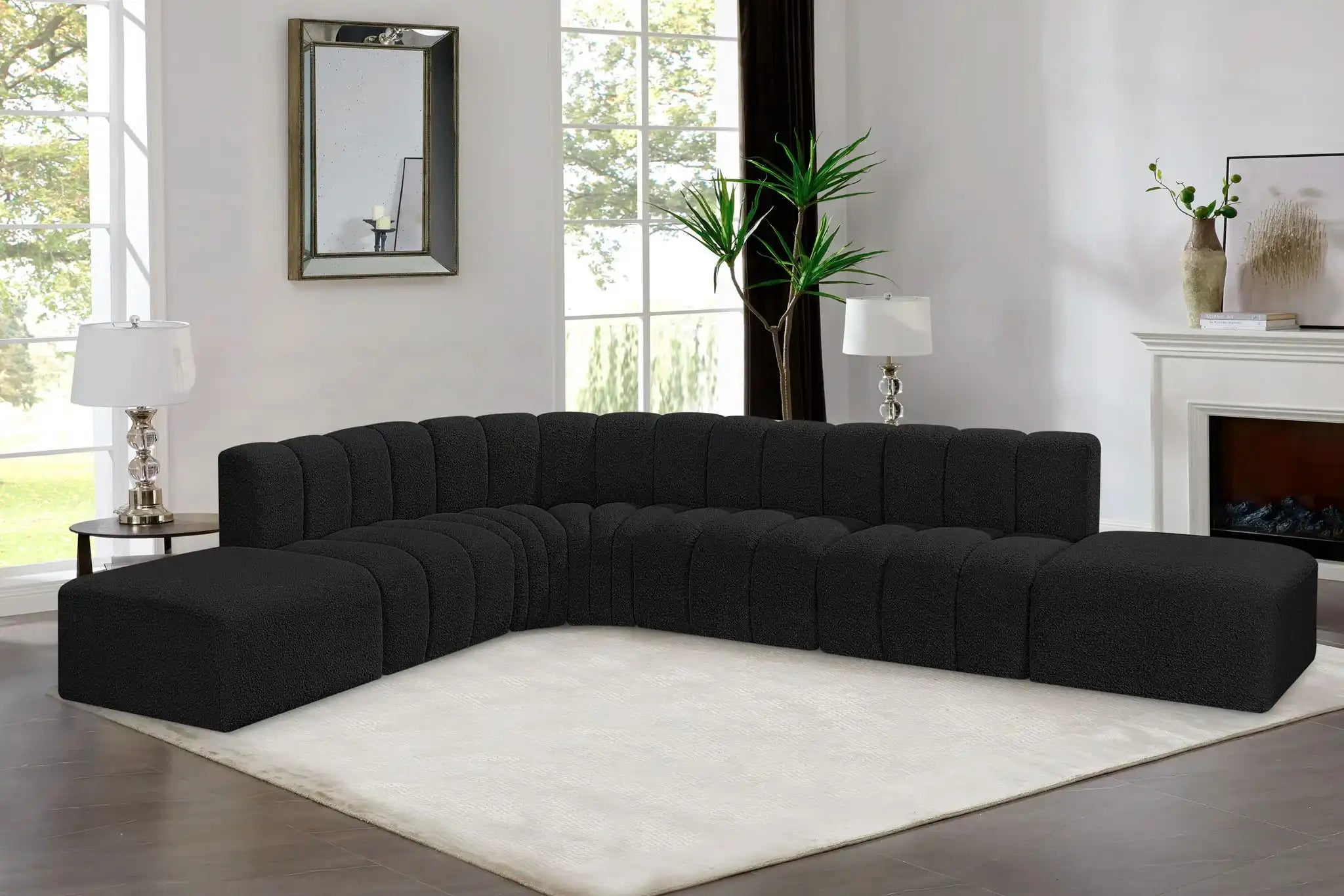 Arc - Boucle Fabric 7 Piece Corner Modular Sofa
