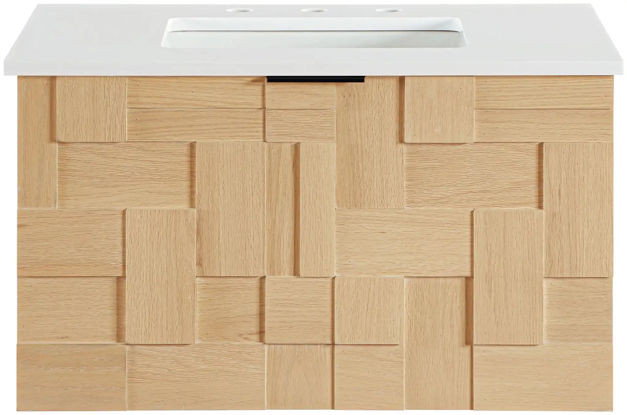 Leonardo - Engineered Stone And Solid Wood 24" Wall Mounted Bathroom Vanity