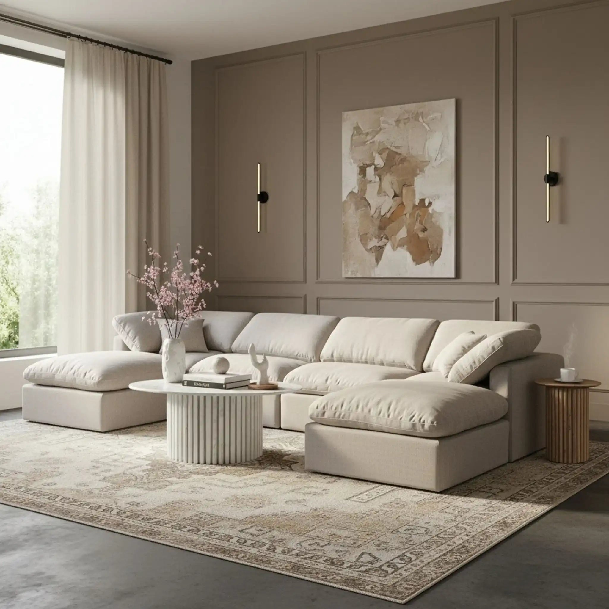 Indulge - Linen 6 Piece Modular Double Chaise Sectional