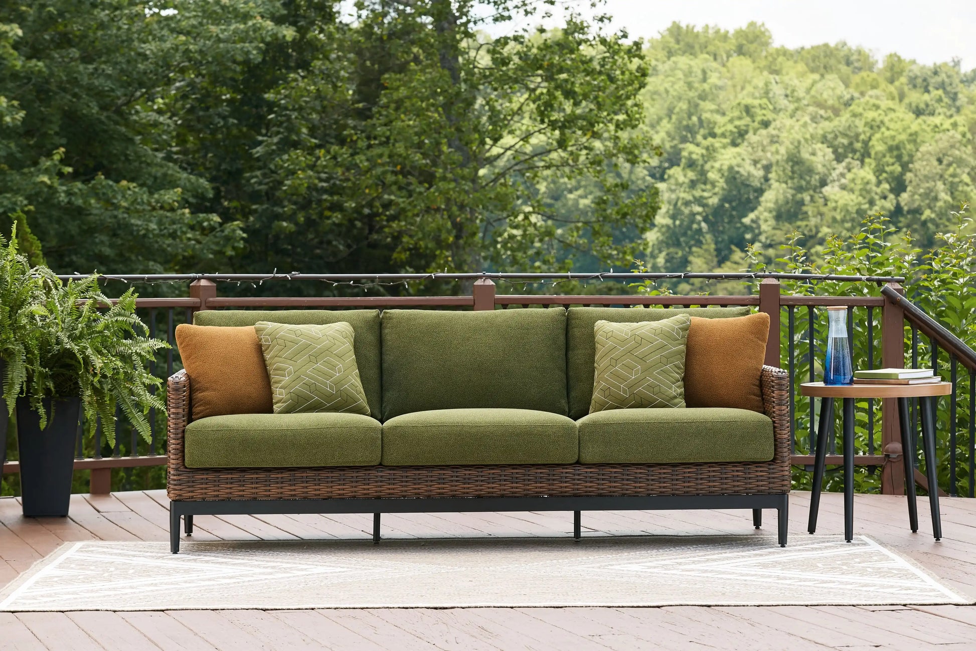 Horizon Hall - Sofa With Cushion - Brown / Green - Best Buy Furniture