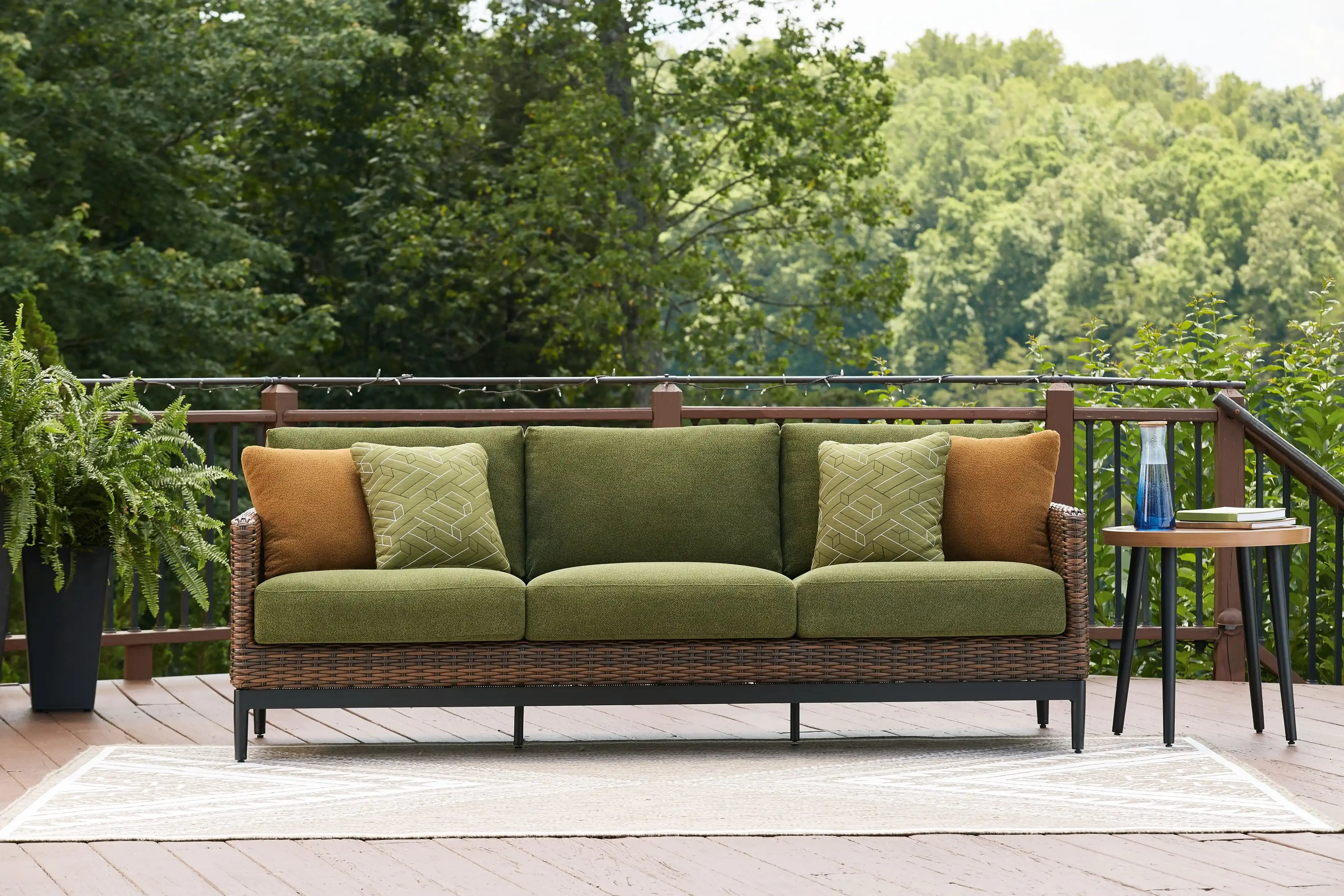 Horizon Hall - Sofa With Cushion - Brown / Green - Best Buy Furniture