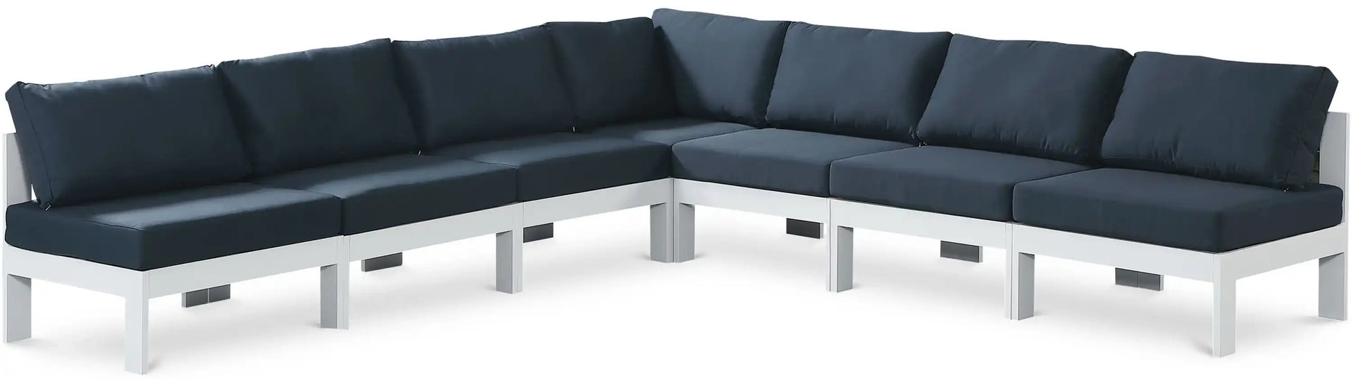 Nizuc - Outdoor Patio 7 Piece Modular Sectional With White Frame - Best Buy Furniture