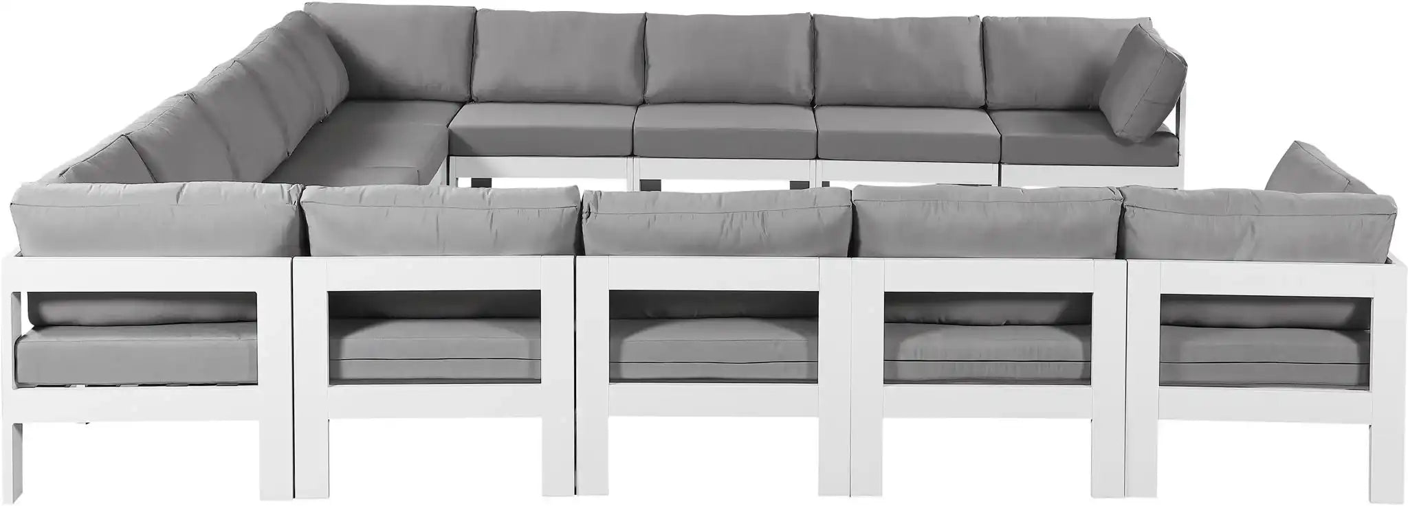 Nizuc - Outdoor Patio 13 Piece Modular Sectional With White Frame