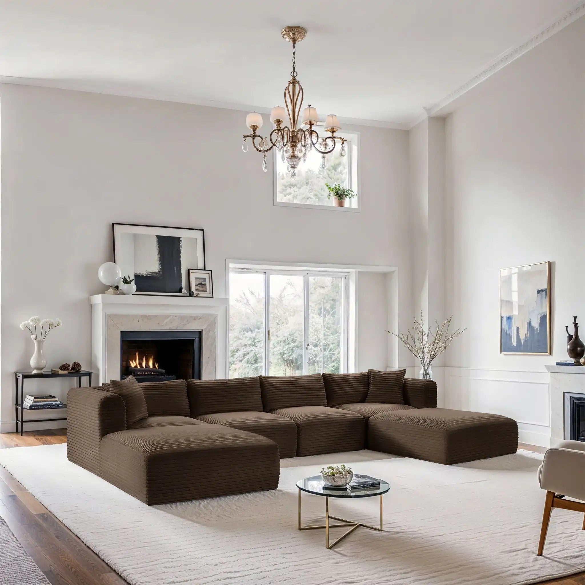 Shaggy - 6 Piece Modular Sectional With 2 Ottomans