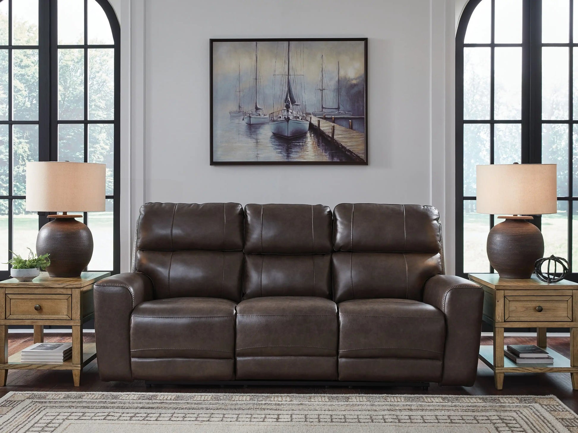 Crossplex - Power Reclining Sofa With Adjustable Headrest - Smoke - Best Buy Furniture