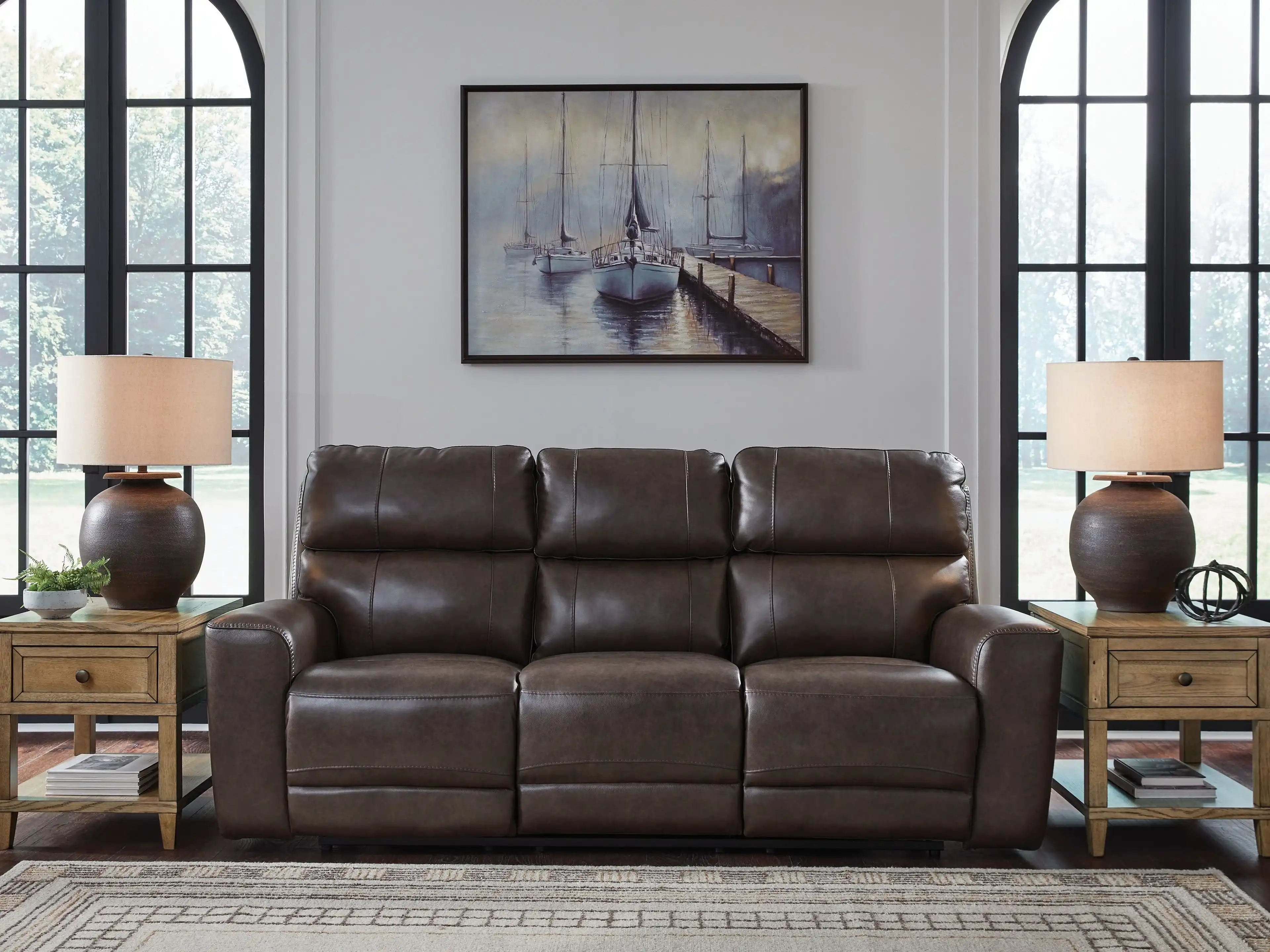 Crossplex - Power Reclining Sofa With Adjustable Headrest - Smoke - Best Buy Furniture