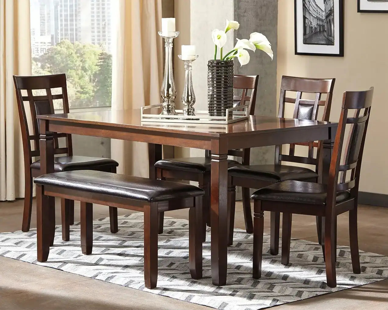 Bennox - Dining Room Table Set (Set of 6) - Brown - Best Buy Furniture
