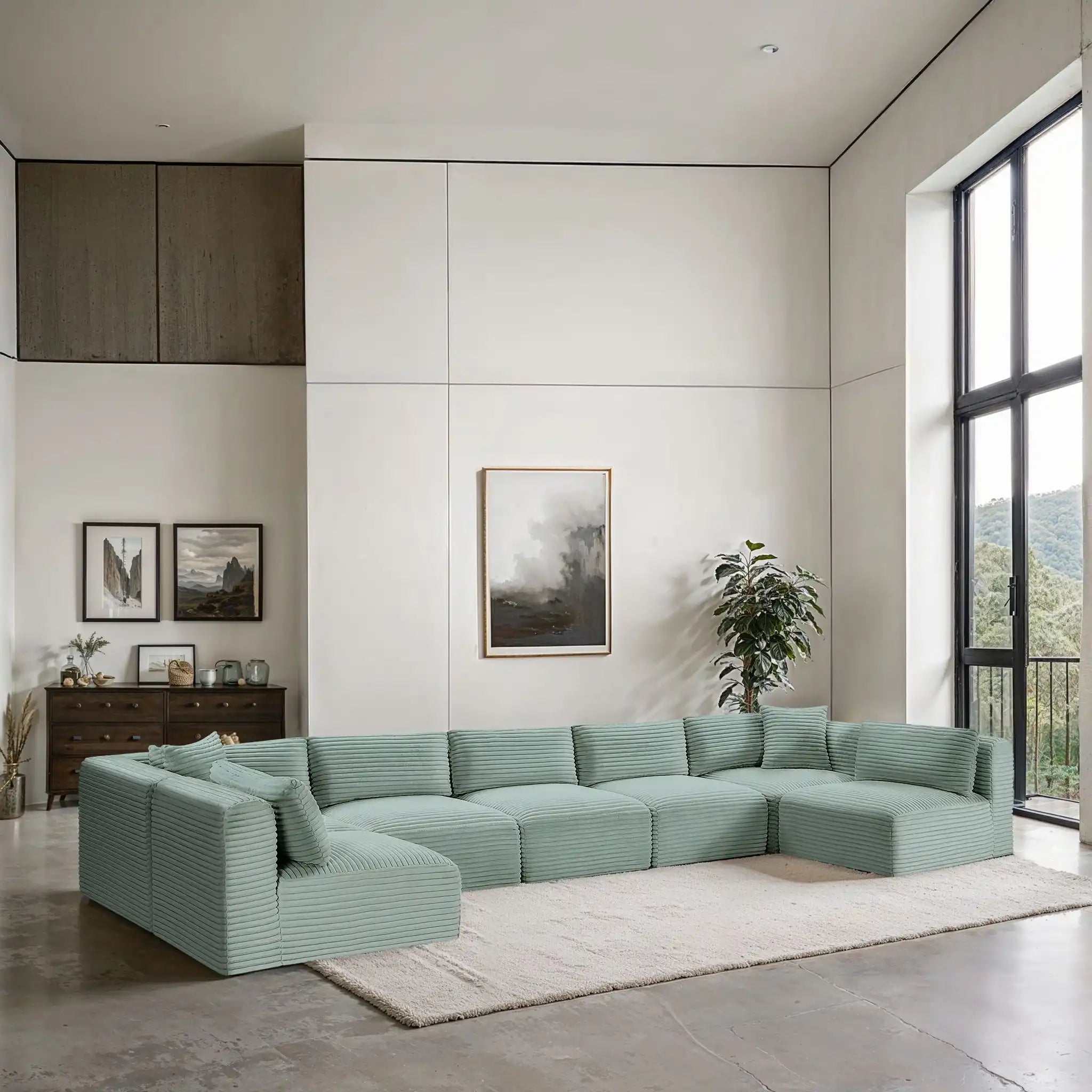 Shaggy - 7 Piece Modular U-Shaped Armless Sectional
