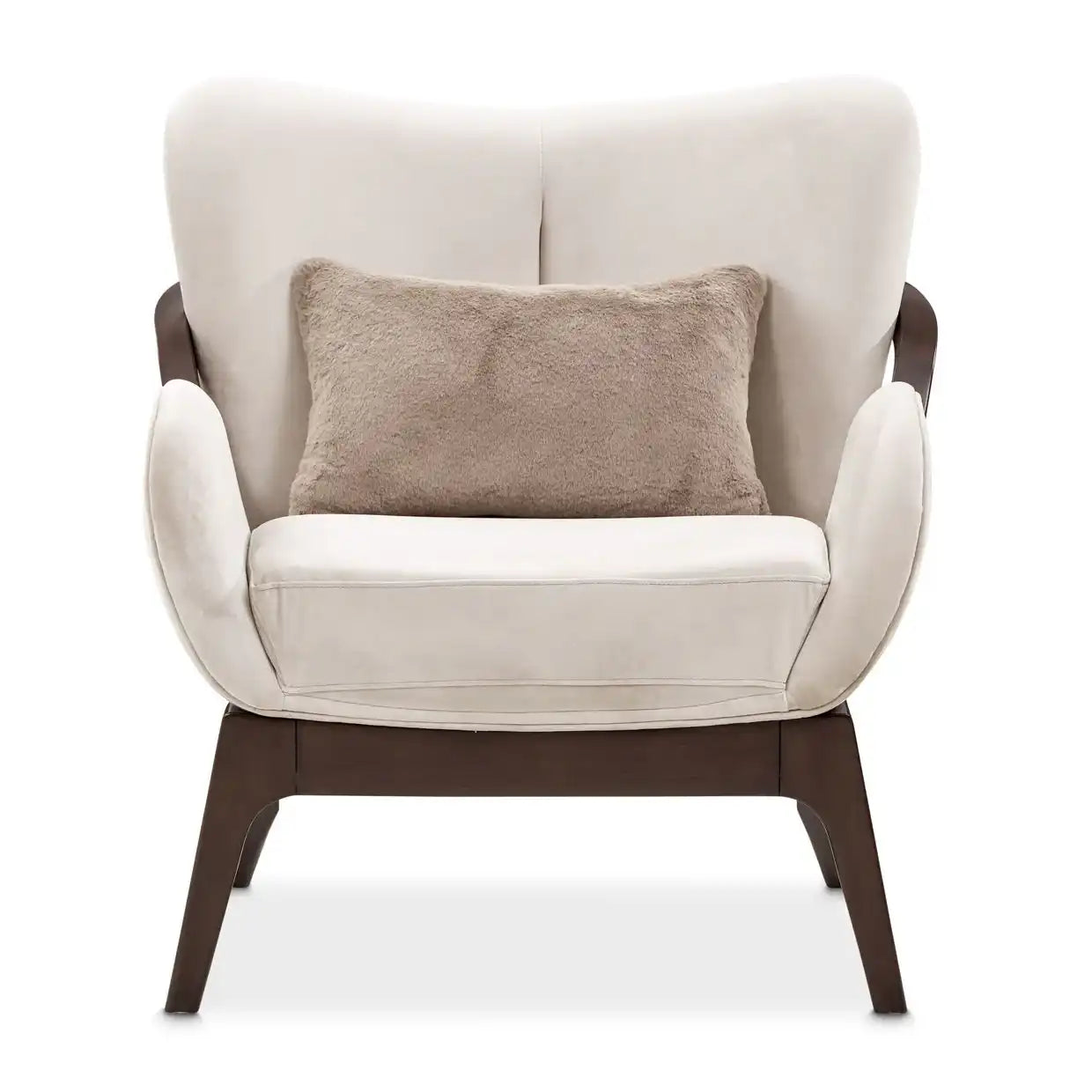 Camellia Field - Velvet Accent Chair - Beige / Dark Brown - Best Buy Furniture