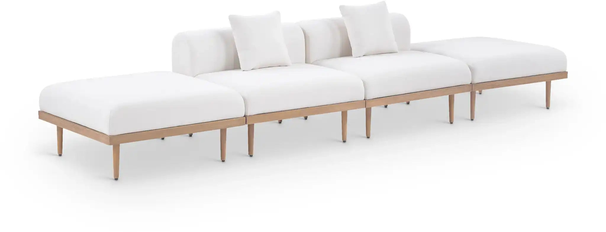 Laguna - 4 Piece 142" Outdoor Patio Armless Modular Sofa With 2 Backless Seats - Best Buy Furniture