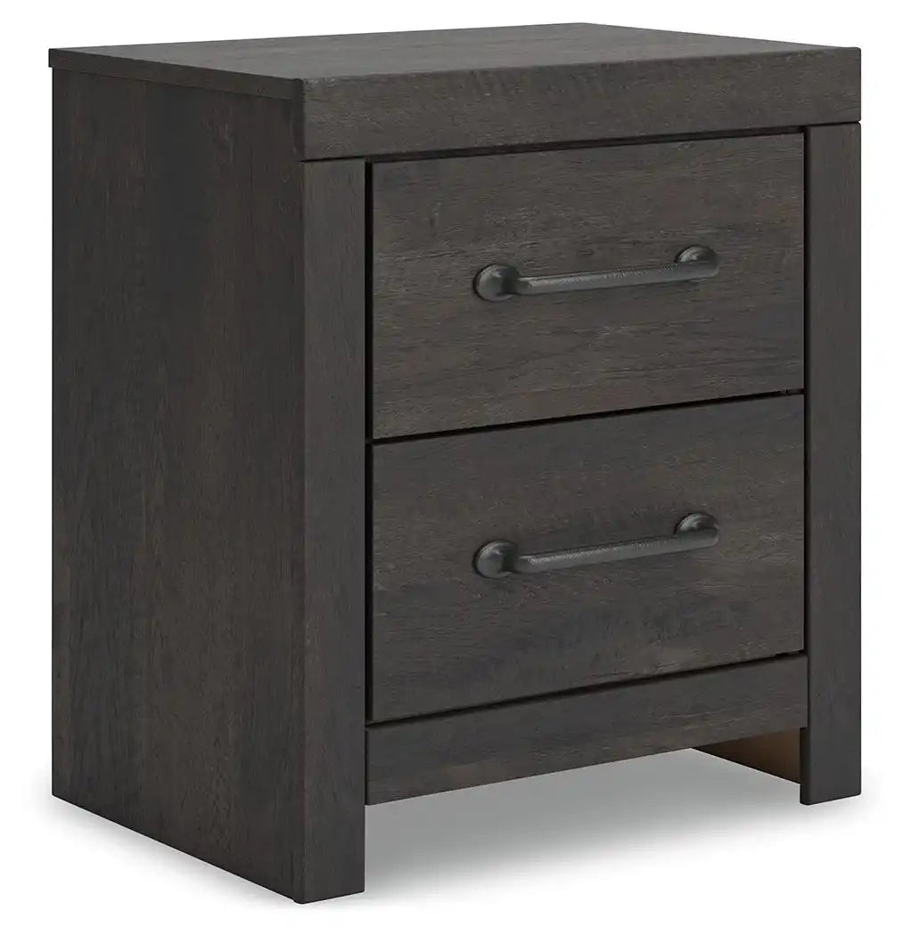 Hollivern - Two Drawer Night Stand - Dark Gray - Best Buy Furniture