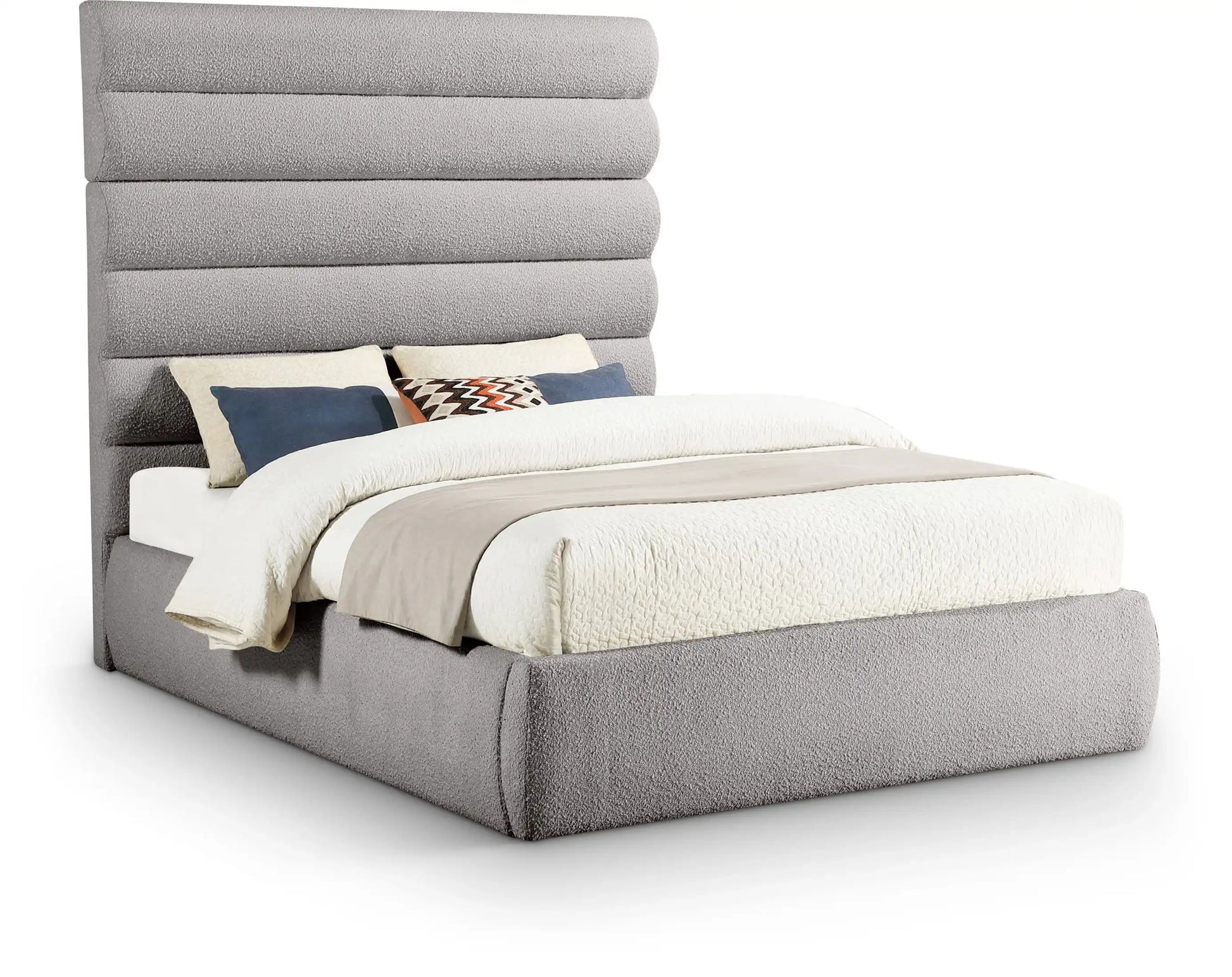 Adam - Boucle Fabric Bed With 70.5" Headboard - Best Buy Furniture