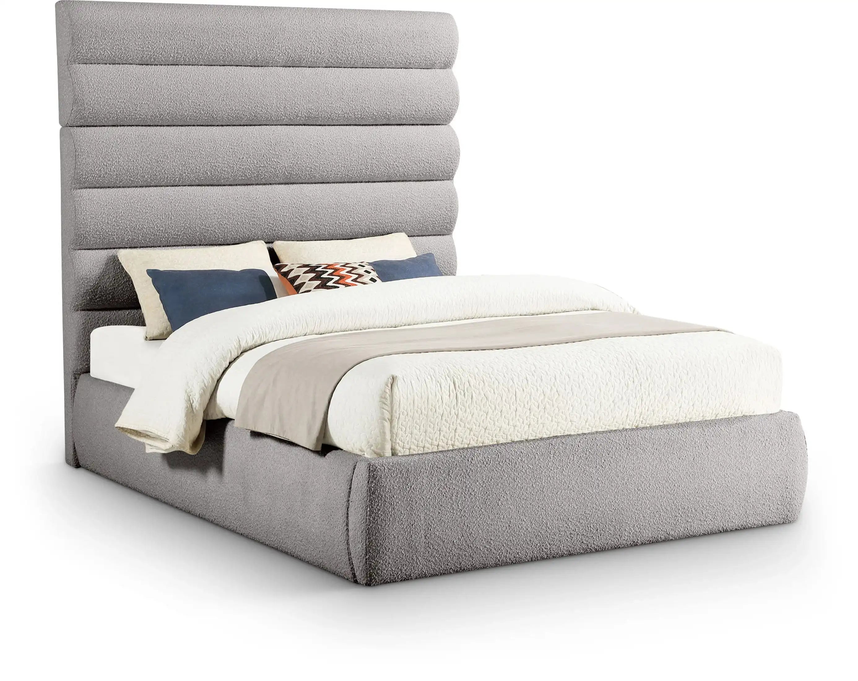 Adam - Boucle Fabric Bed With 70.5" Headboard - Best Buy Furniture
