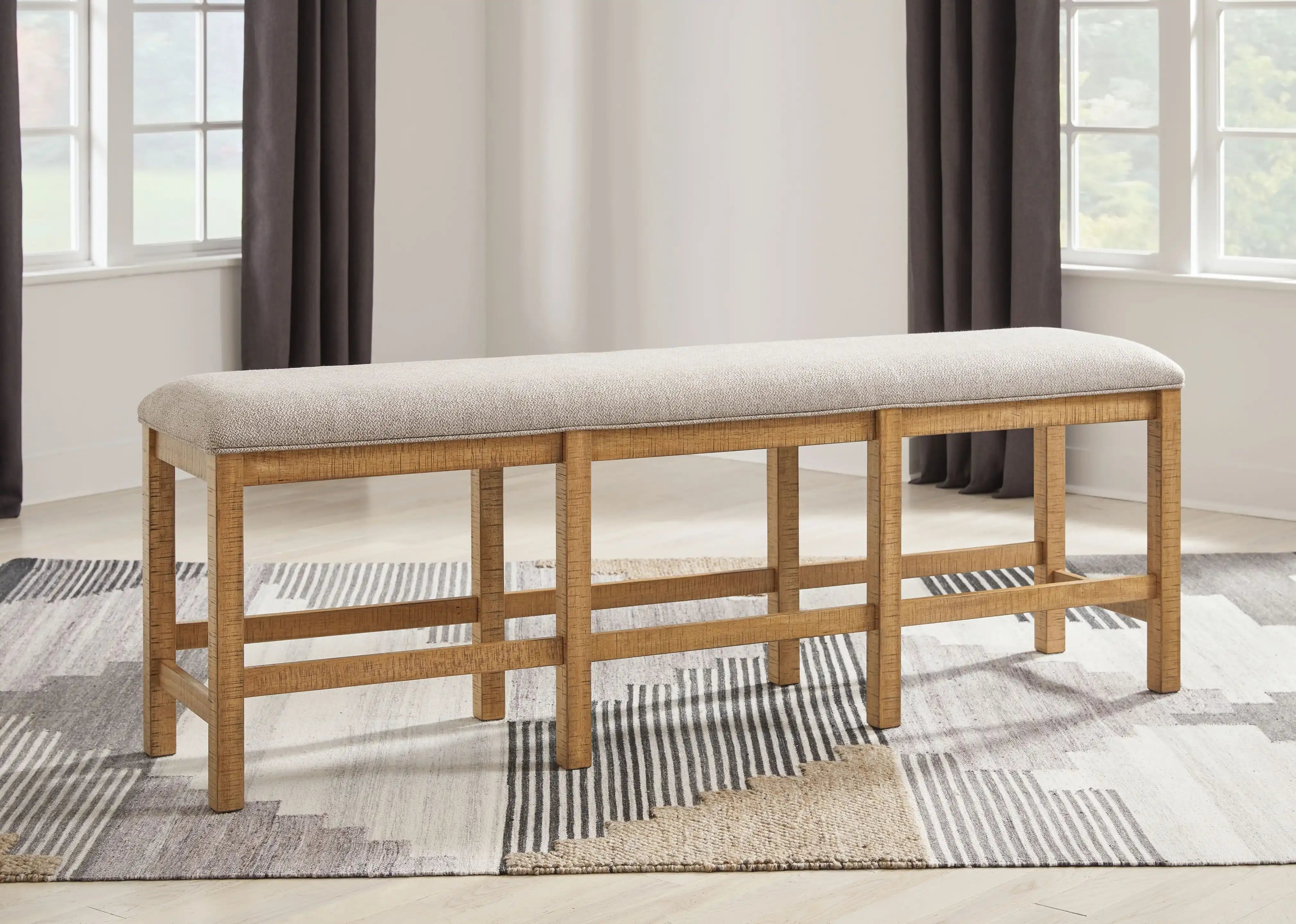 Havonplane - XL Counter Height Upholstered Dining Bench - Brown - Best Buy Furniture
