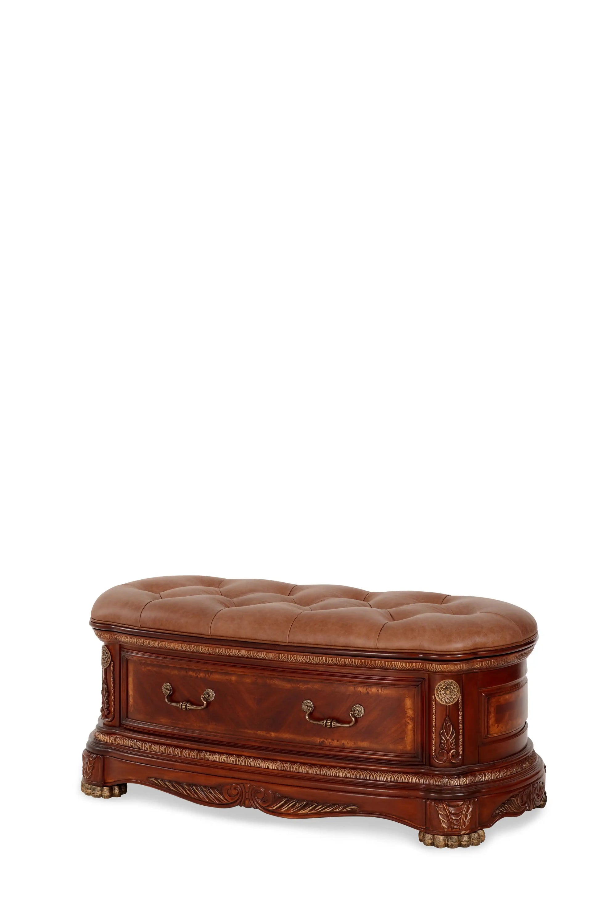 Cortina - Leather Bedside Bench - Honey Walnut - Best Buy Furniture