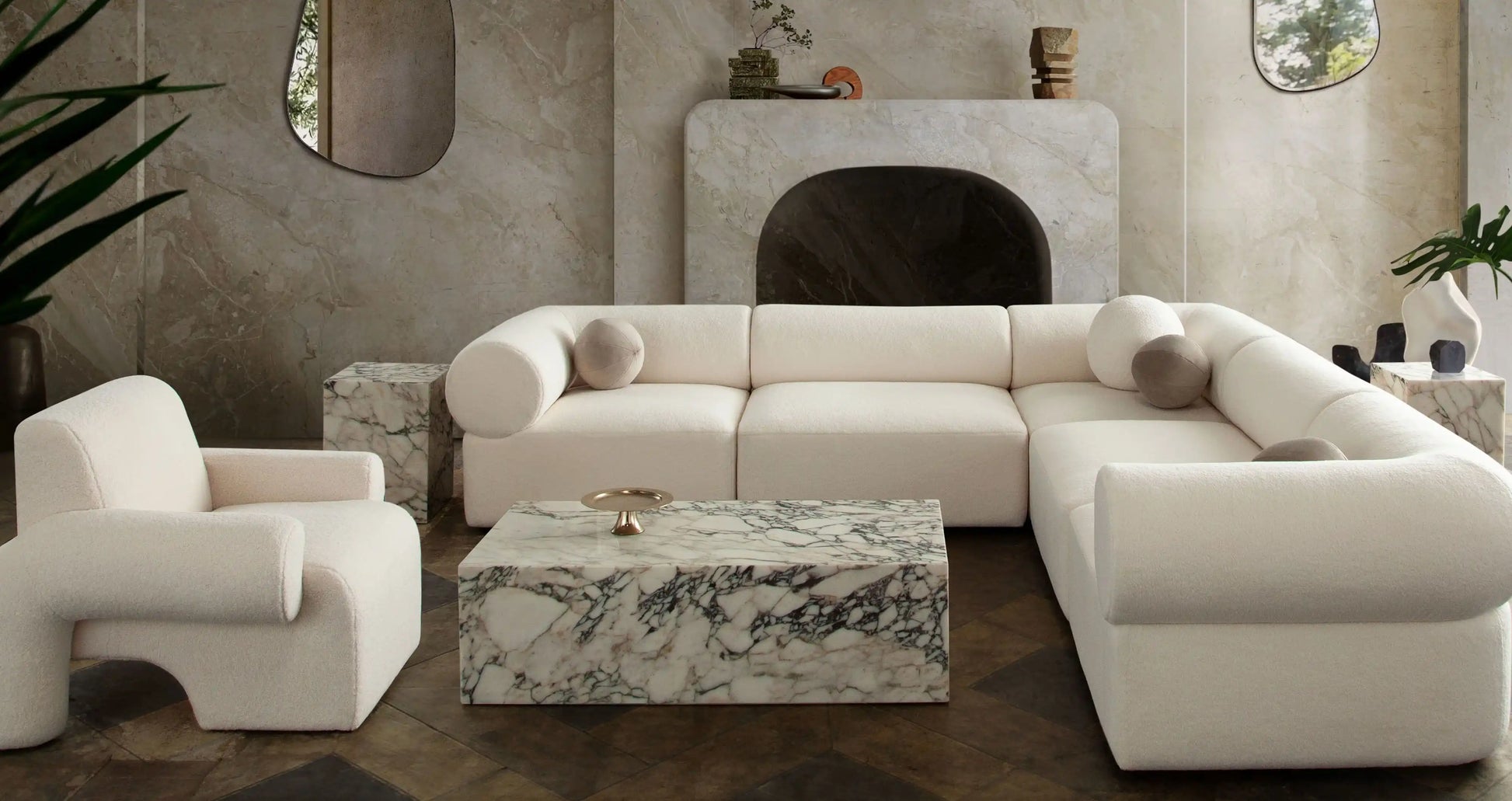 Zia 5 Piece Modular Sectional Sofa – Ivory Sherpa - Best Buy Furniture