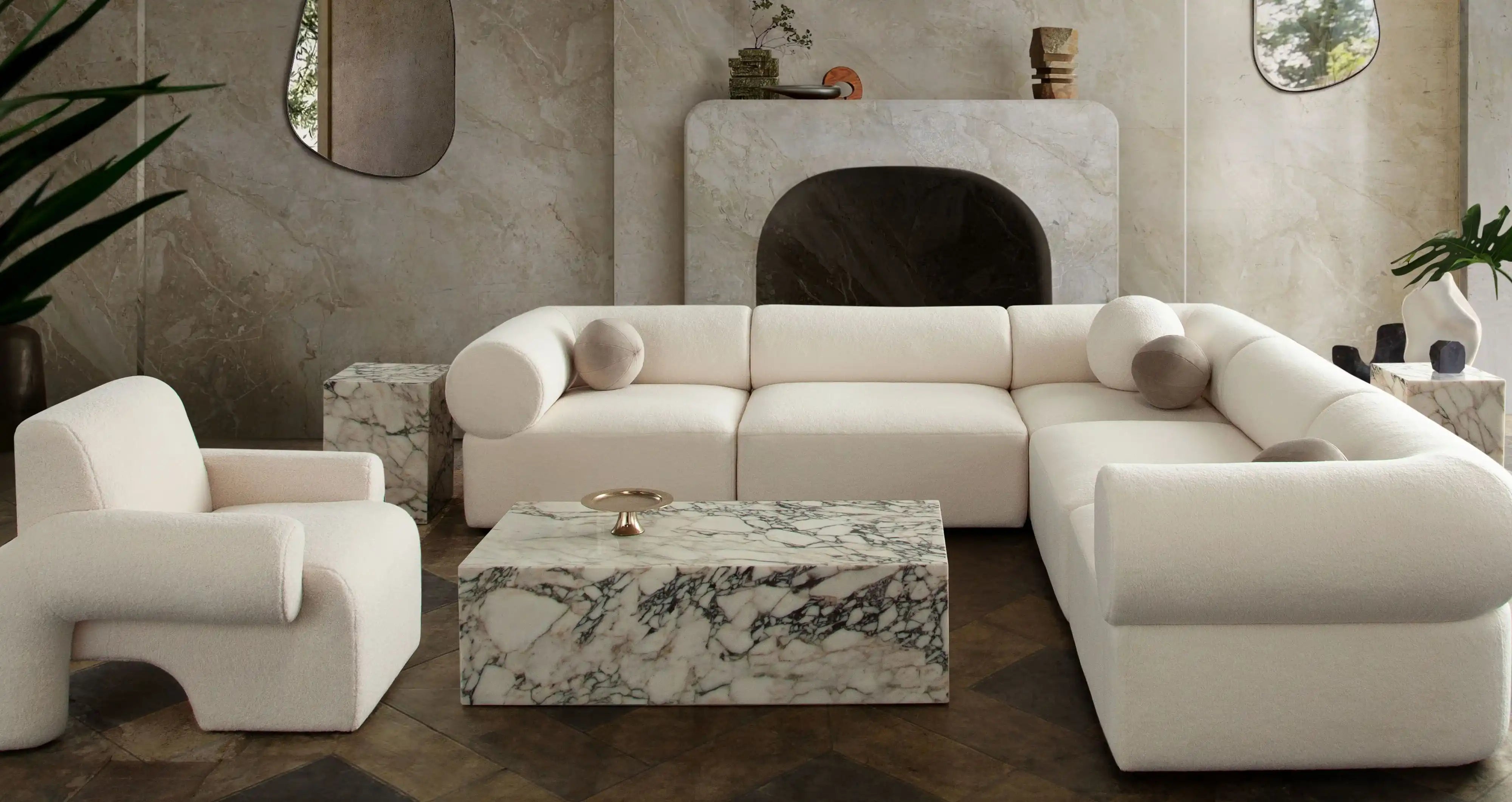 Zia 5 Piece Modular Sectional Sofa – Ivory Sherpa - Best Buy Furniture