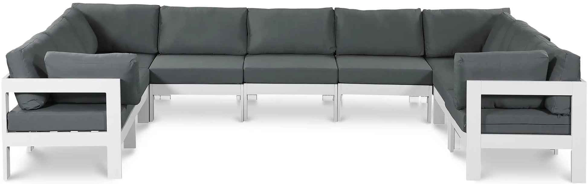 Nizuc - Outdoor Patio 9 Piece Modular Sectional With White Frame - Best Buy Furniture