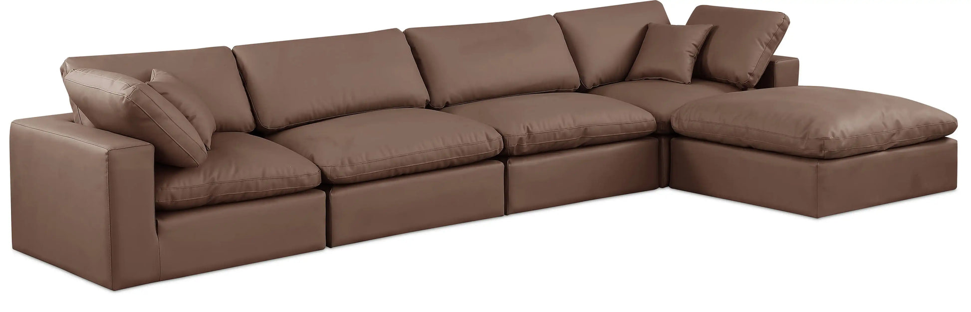 Comfy - 5 Piece Faux Leather Modular Sectional With Chaise - Best Buy Furniture