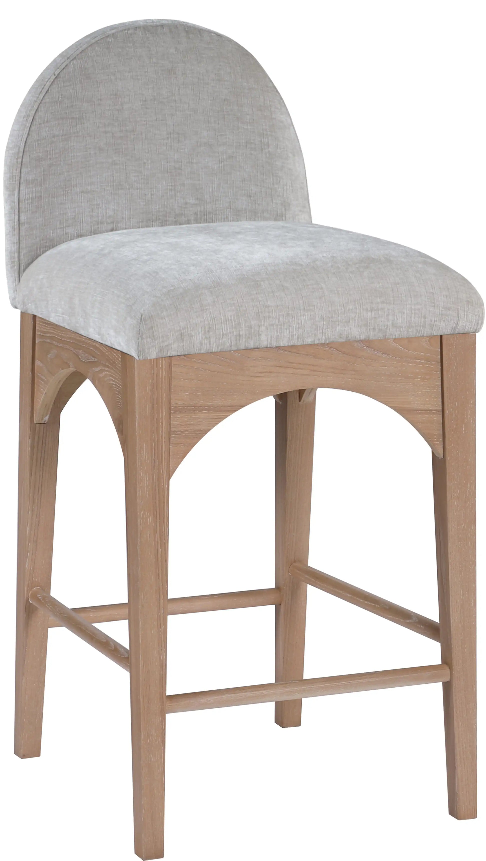 Waldorf - Chenille Stool With Natural Legs - Best Buy Furniture