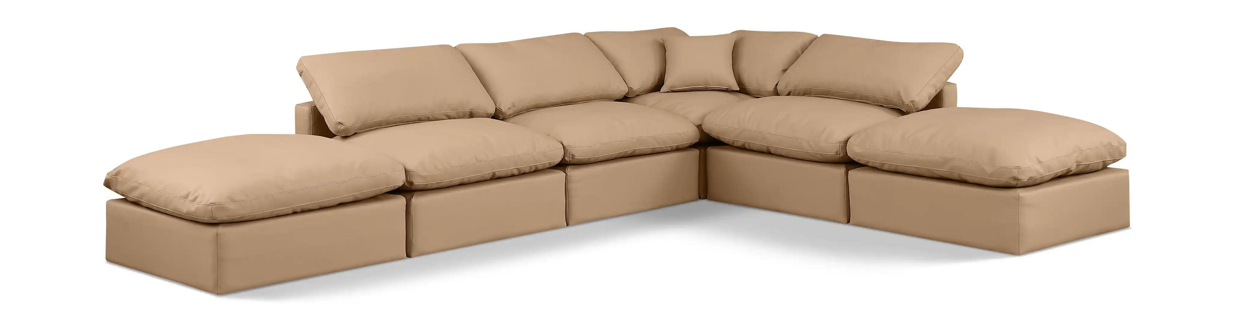 Indulge - Faux Leather 6 Piece Modular Armless Sectional - Tan - Best Buy Furniture