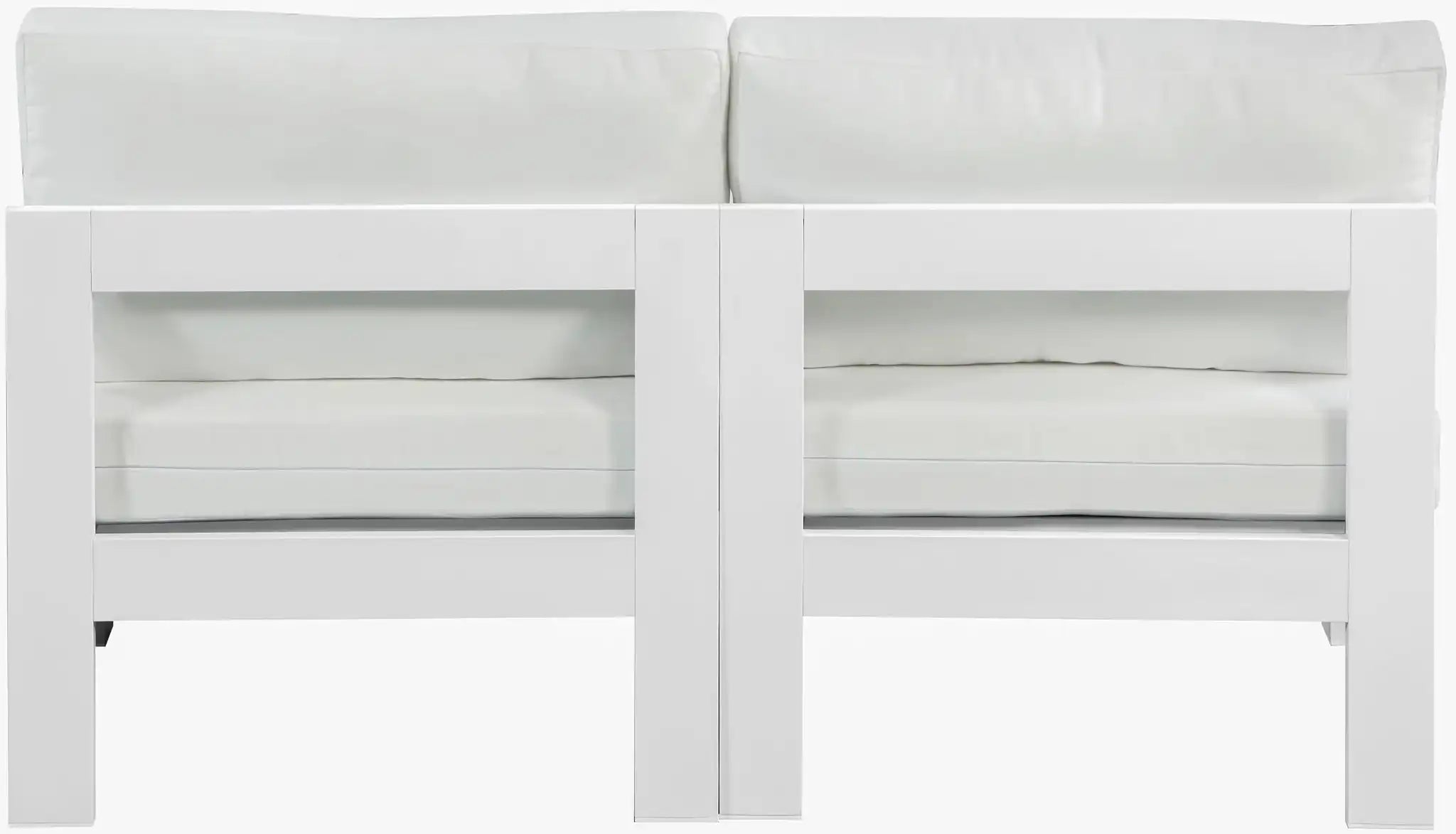 Nizuc - Outdoor Patio 2 Seat Armless Modular Sofa With White Frame