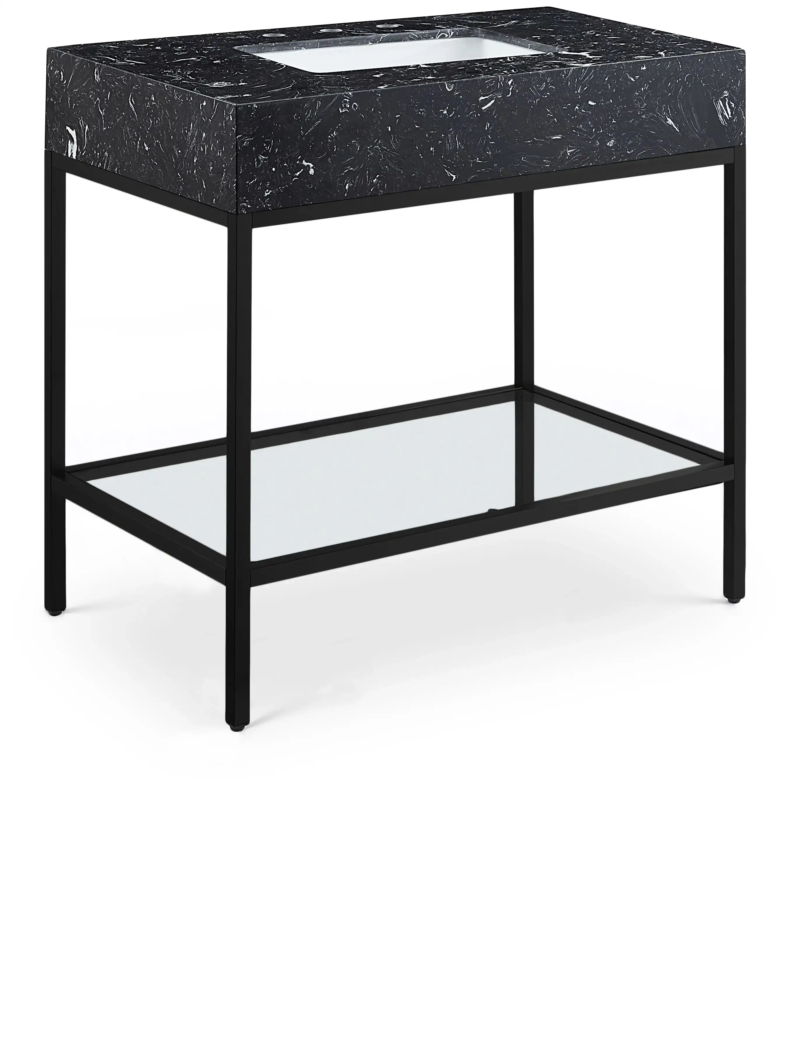 Marmo - Engineered Marble Bathroom Vanity With Black Base - Best Buy Furniture