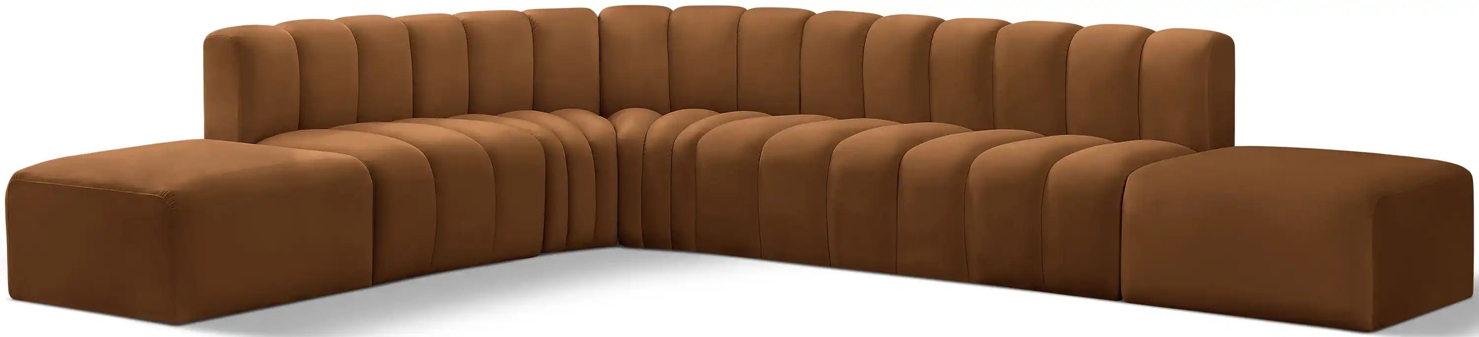 Arc - Velvet 7 Piece Corner Modular Sofa - Saddle - Best Buy Furniture