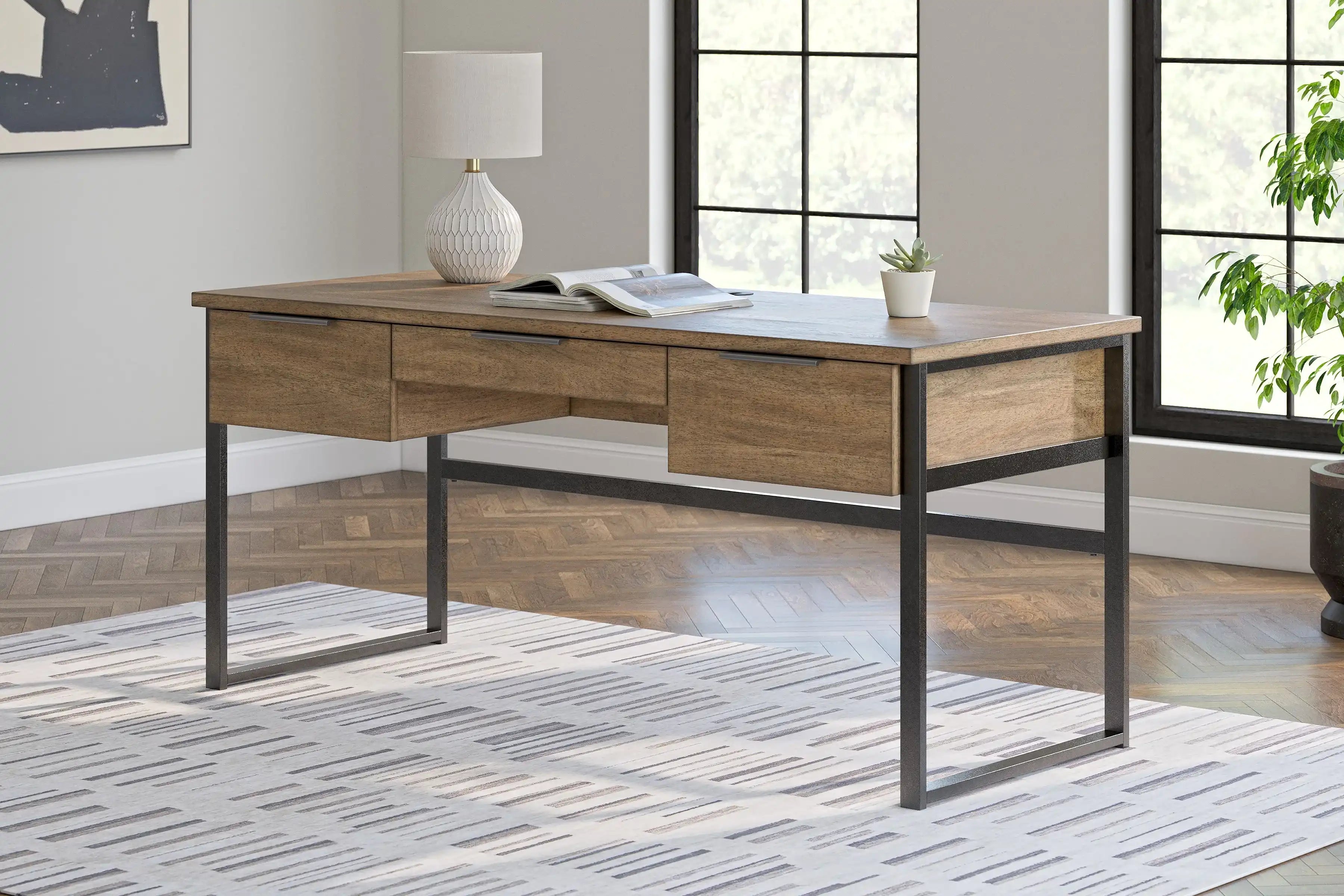Montia - Home Office Desk - Light Brown - Best Buy Furniture