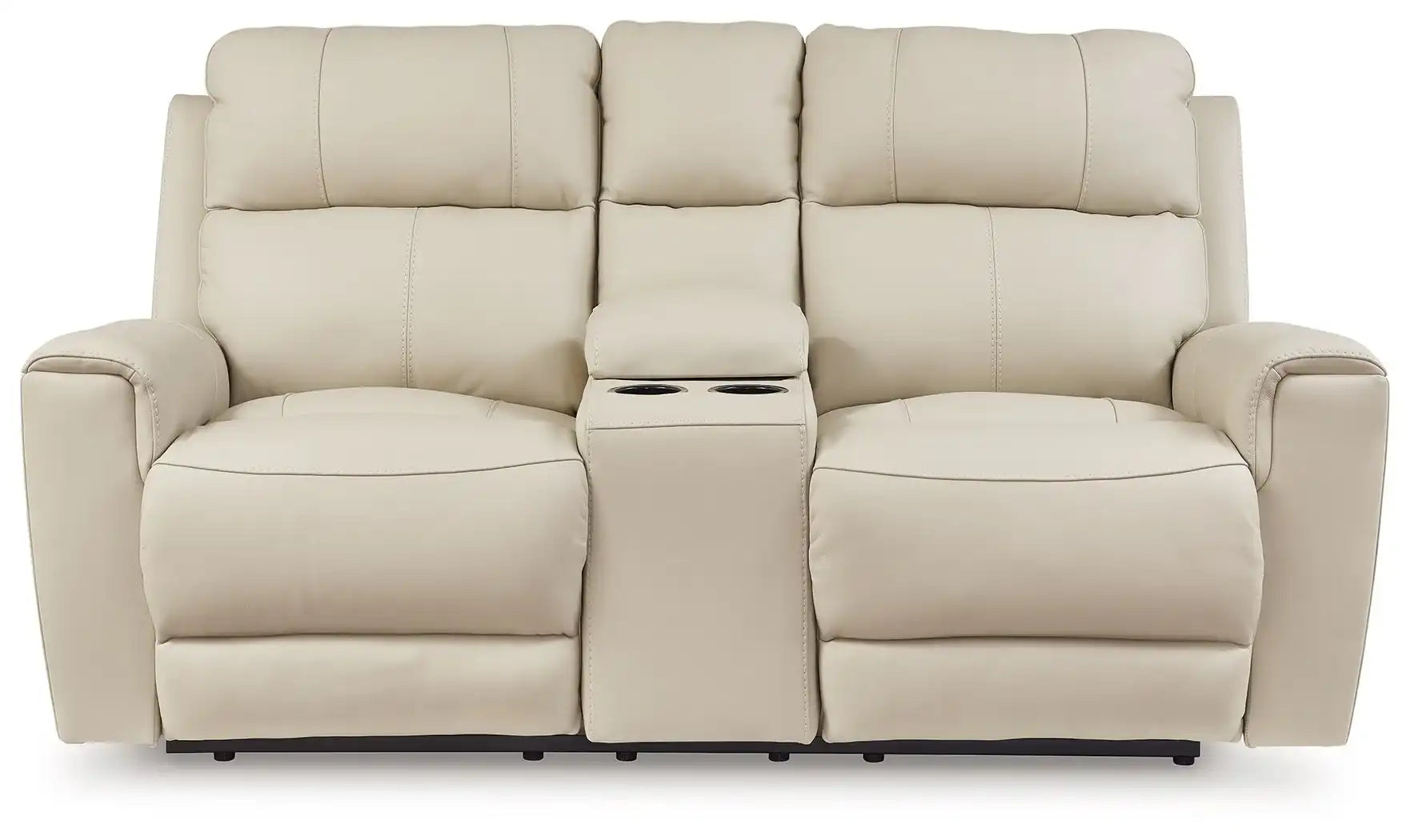 Dahlmoore - Dbl Power Reclining Loveseat With Console - Almond - Best Buy Furniture