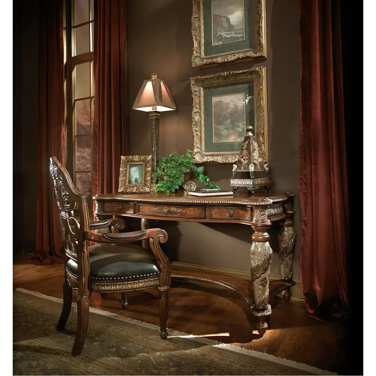 Villa Valencia - Pull-Up Desk Arm Chair - Classic Chestnut - Best Buy Furniture