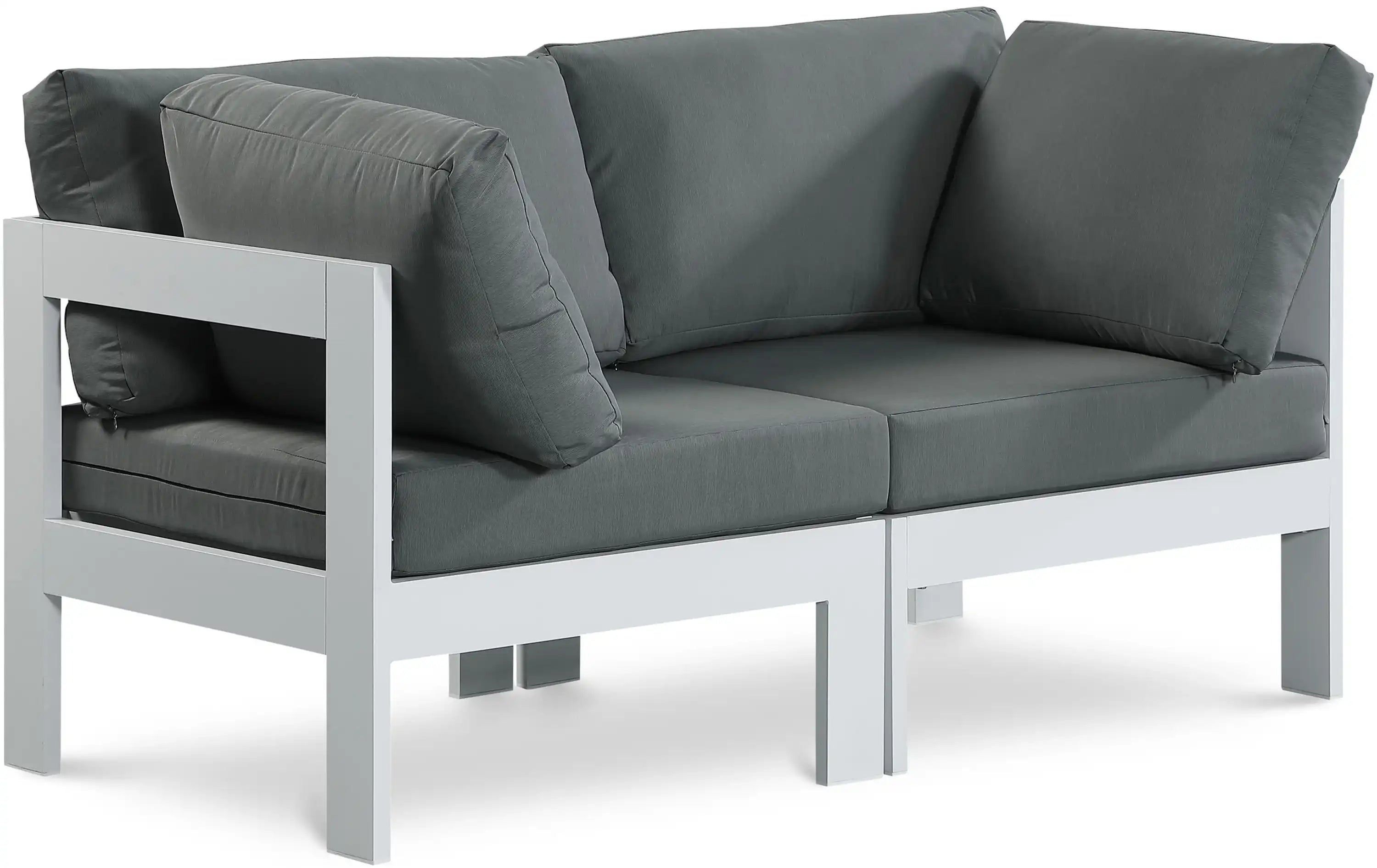 Nizuc - Outdoor Patio 2 Seat Modular Sofa With White Frame - Best Buy Furniture