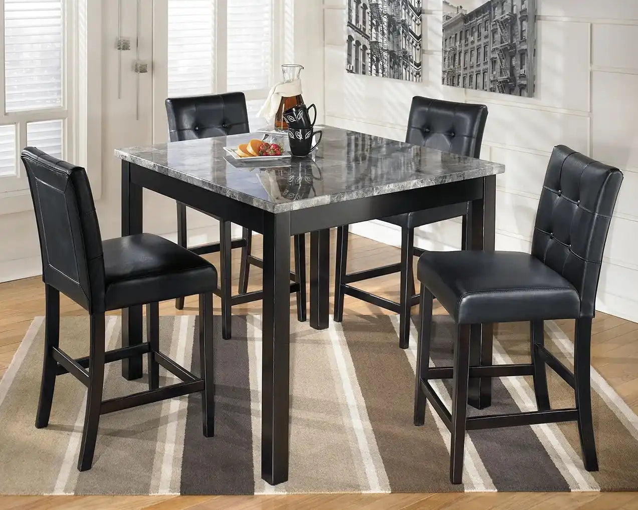 Maysville - Square Counter TBL Set (Set of 5) - Black - Best Buy Furniture