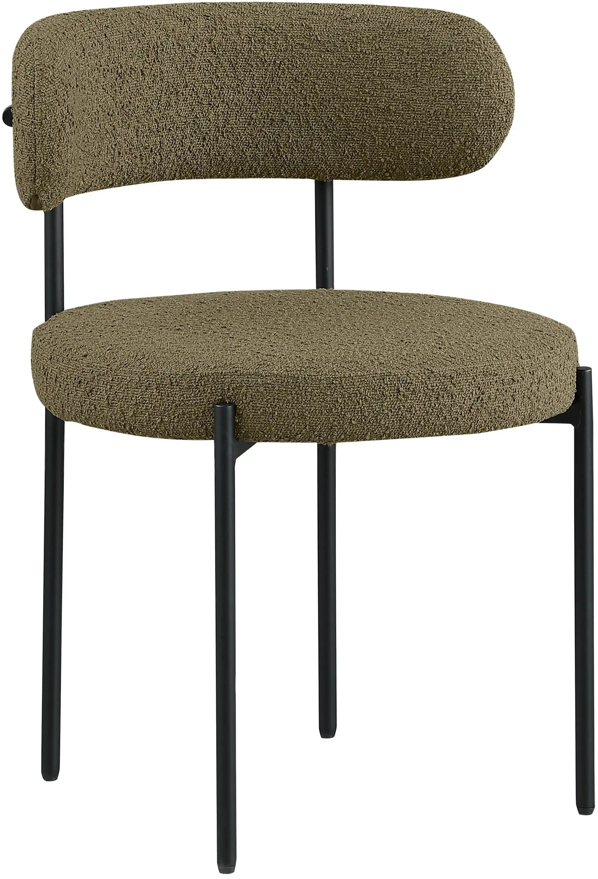 Beacon - Boucle Fabric Dining Chair With Black Legs (Set of 2) - Olive Green - Best Buy Furniture