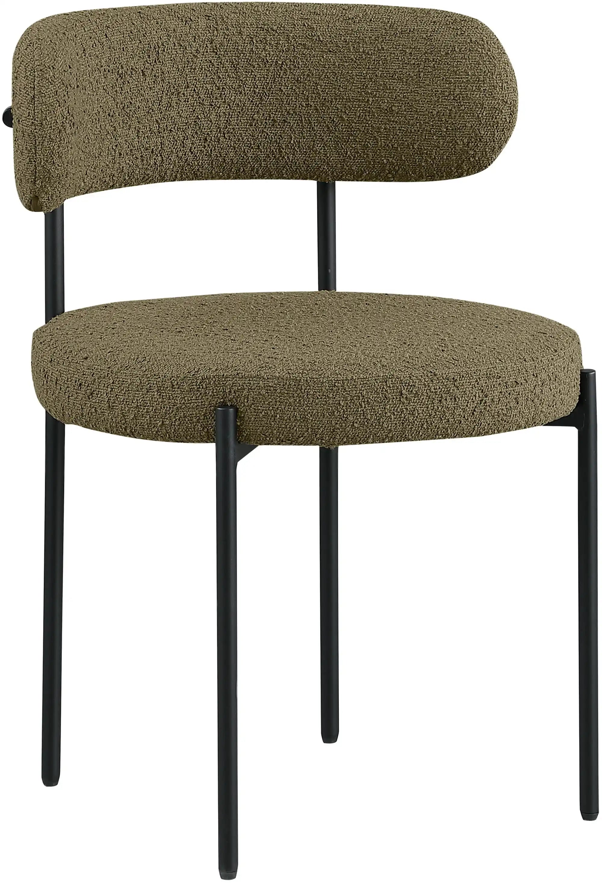 Beacon - Boucle Fabric Dining Chair With Black Legs (Set of 2) - Olive Green - Best Buy Furniture