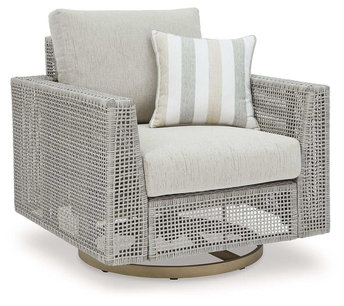 Seton Creek - Swivel Lounge With Cushion - Gray - Best Buy Furniture