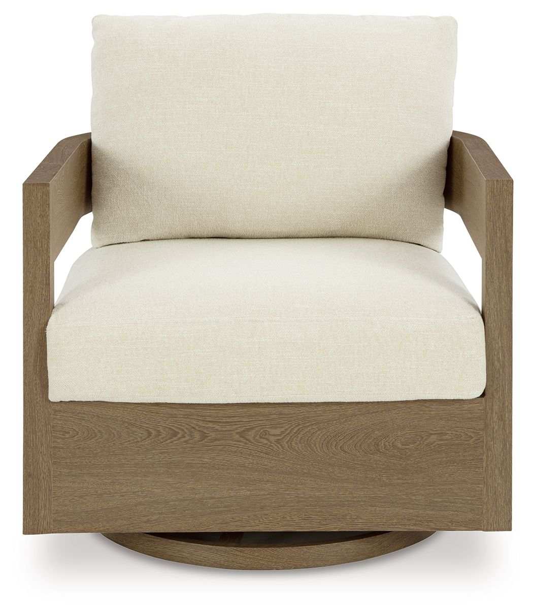 Serene Bay - Swivel Glider Chair With Cushion - Dark Brown / White - Best Buy Furniture