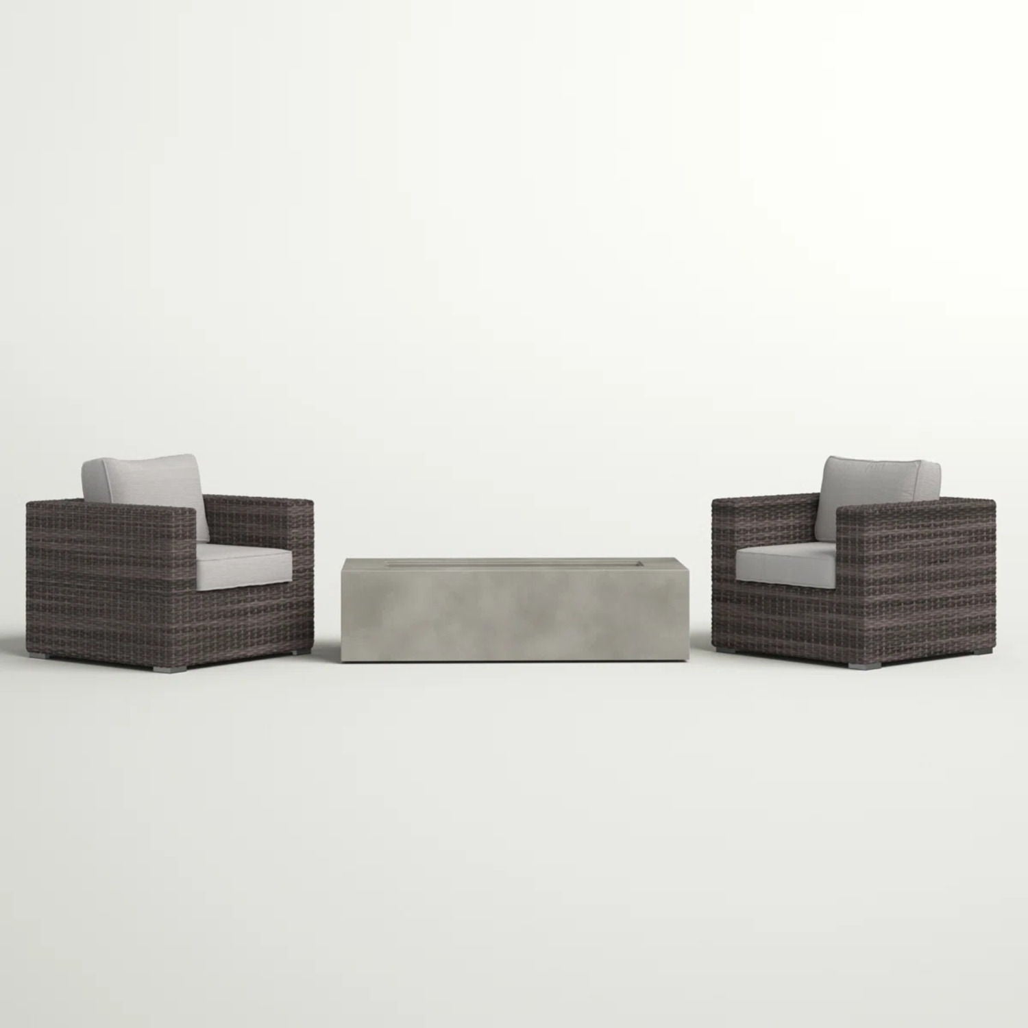 Outdoor Rattan Wicker Seating Set With Cushions 2 Person Patio Furniture - Espresso / Gray