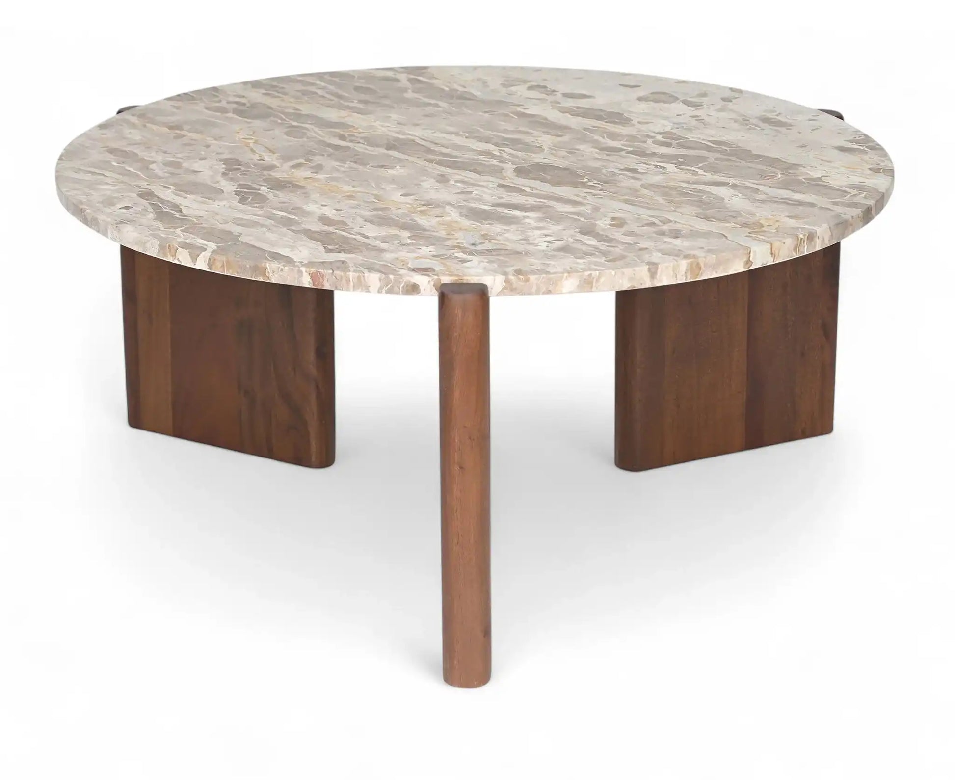Varenna - Marble Top And Acacia Wood Base Coffee Table - Beige - Best Buy Furniture