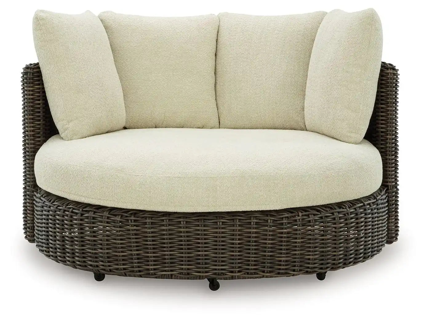 Kimora - Swivel Lounge Chair With Cushion - Beige / Dark Brown - Best Buy Furniture