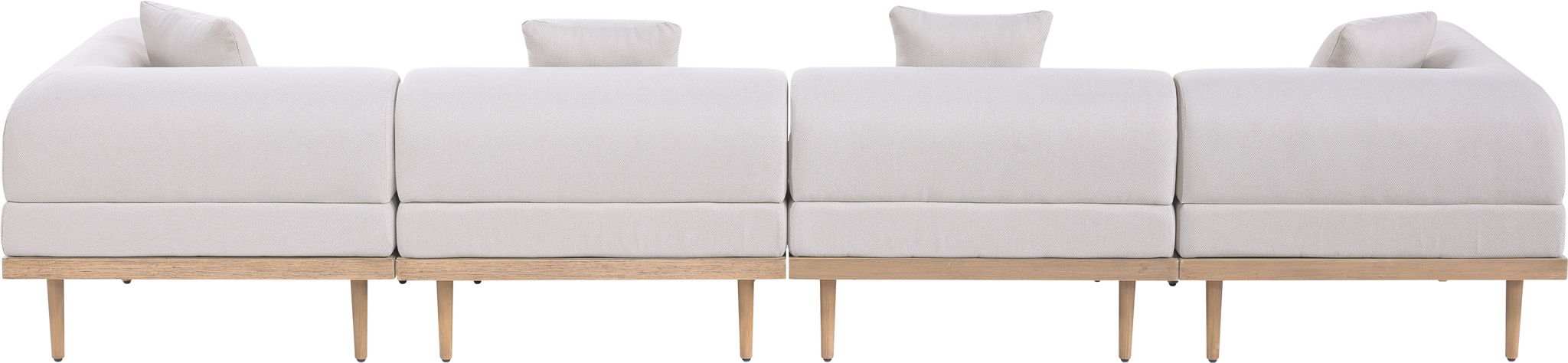 Laguna - 4 Piece Resilient Water Resistant Fabric 142" Upholstered Outdoor Patio Modular Sofa