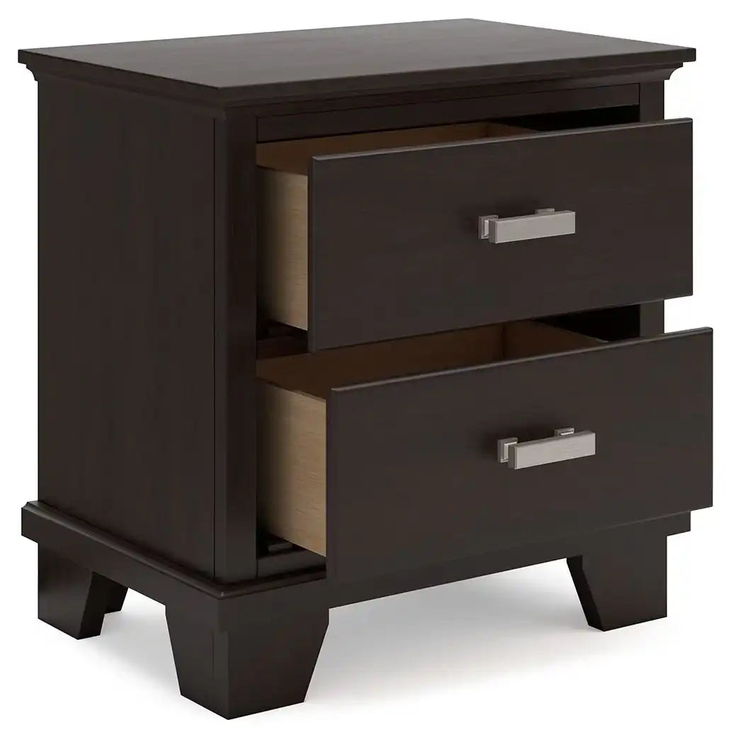Covetown - Two Drawer Night Stand - Dark Brown - Best Buy Furniture