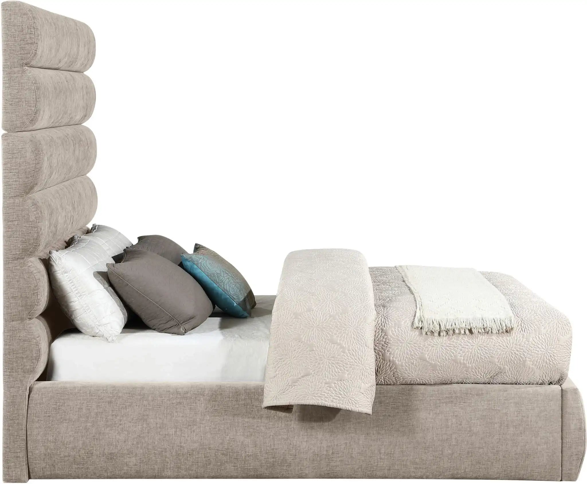 Adam - Chenille Fabric Bed With 70.5" Headboard