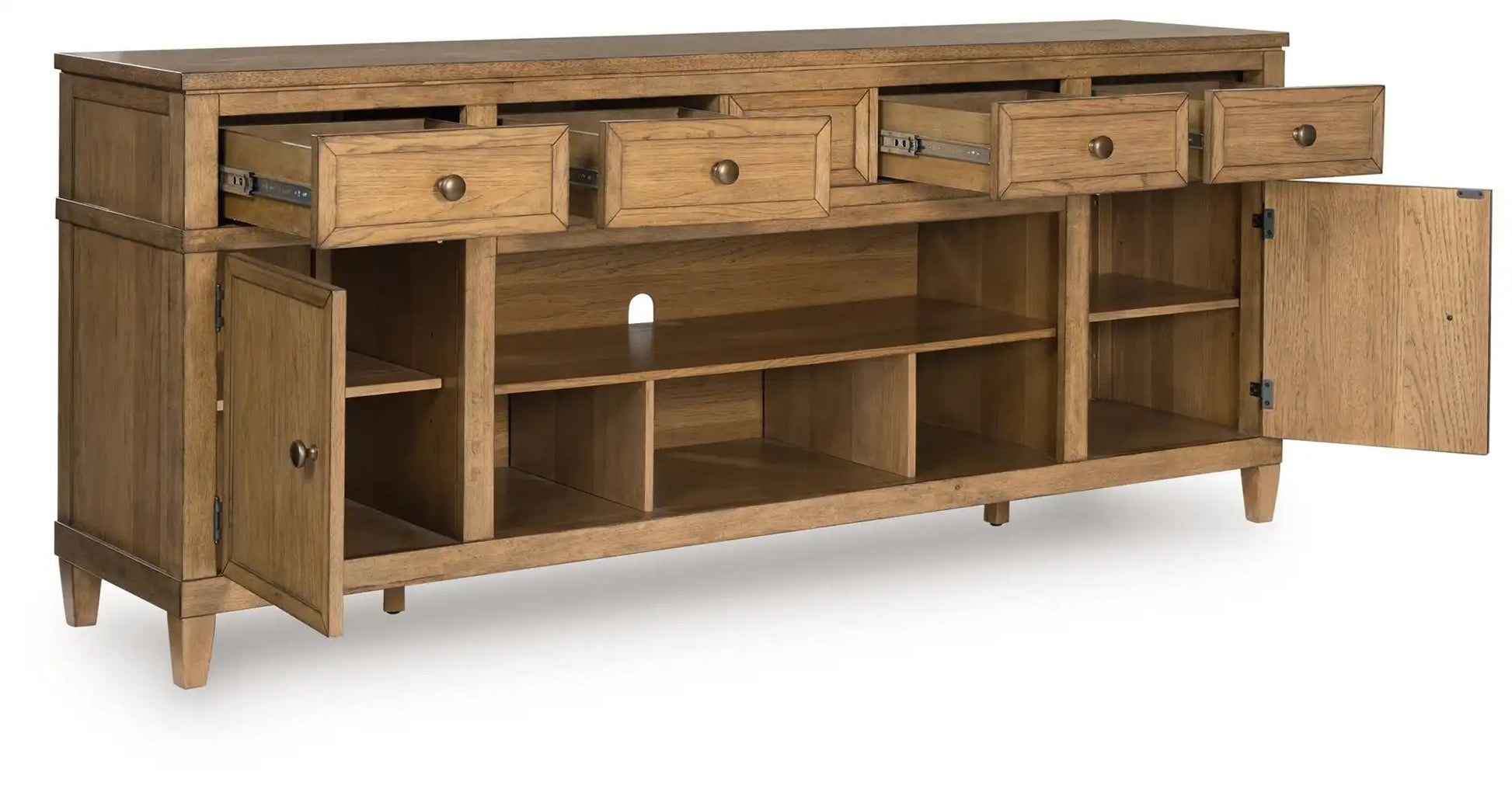 Sharlance - XL TV Stand With Fireplace Option - Light Brown - Best Buy Furniture