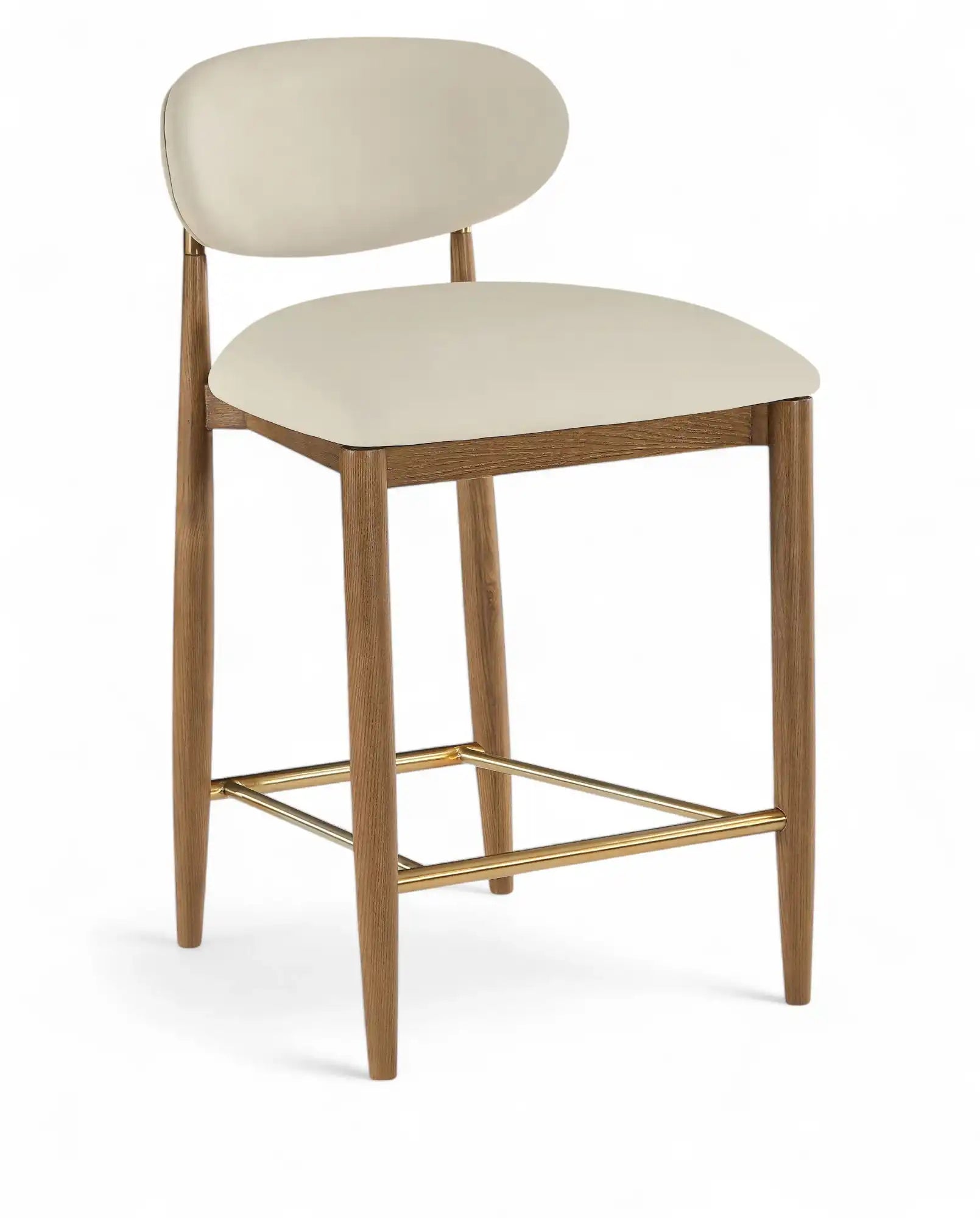 Riccio - Stool - Walnut And Gold Frame - Best Buy Furniture