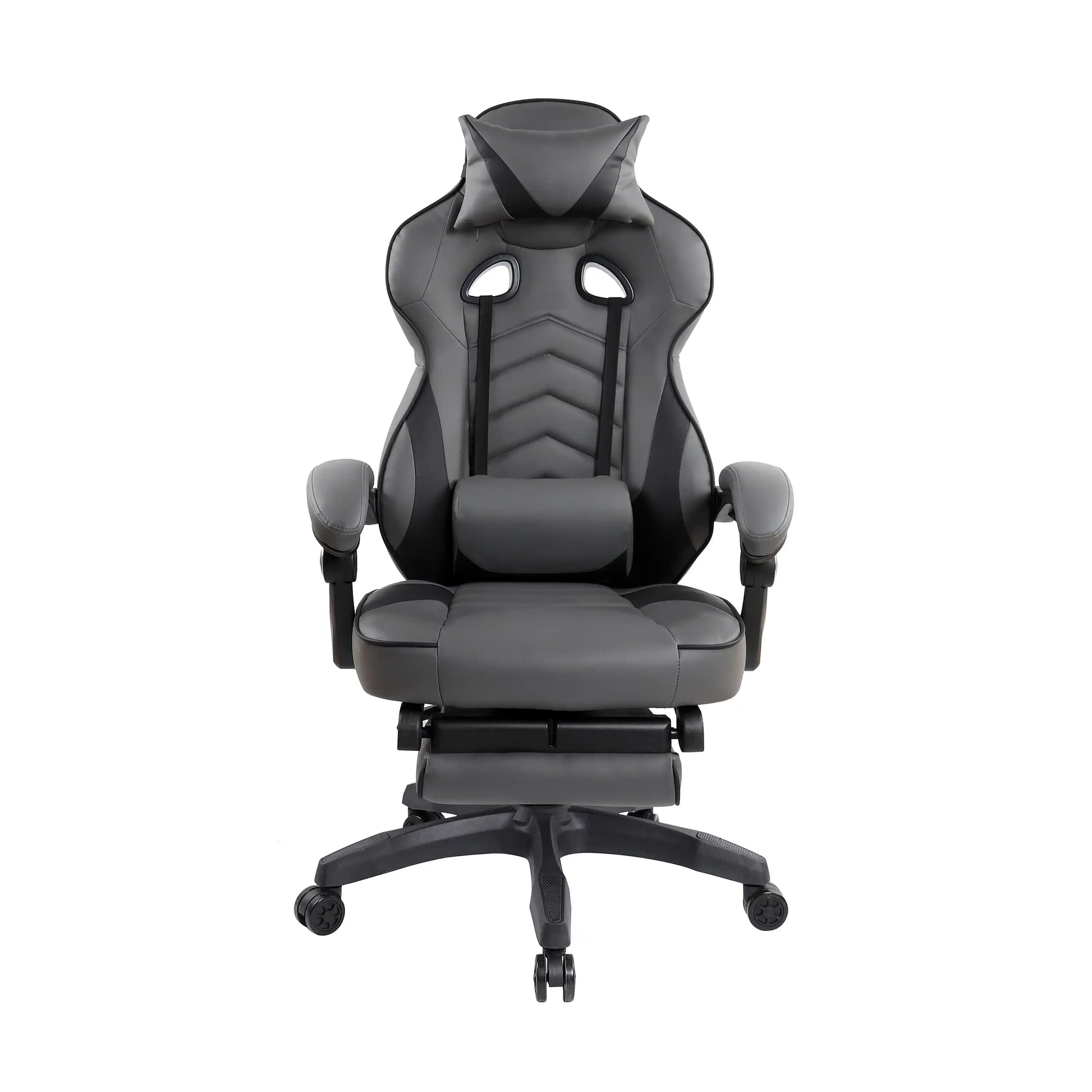 Gaming Racing Style Fully Reclining Executive Office Chair with Footrest, Black & Grey - Best Buy Furniture