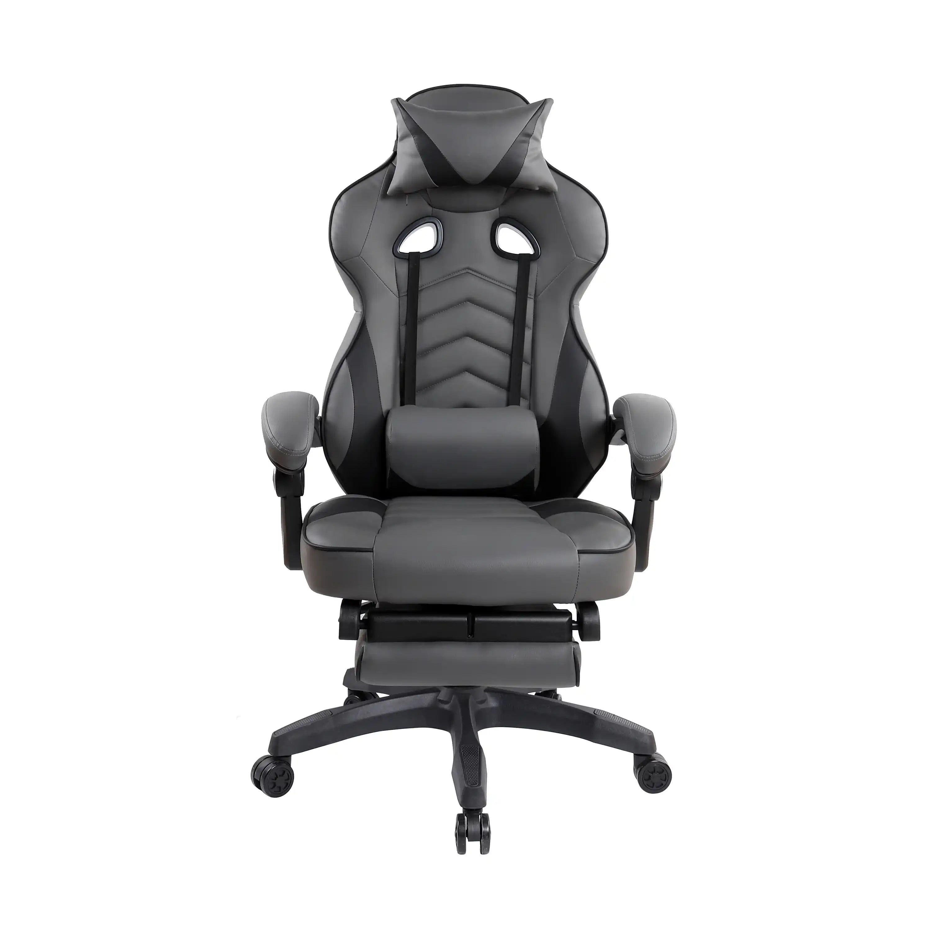 Gaming Racing Style Fully Reclining Executive Office Chair with Footrest, Black & Grey - Best Buy Furniture