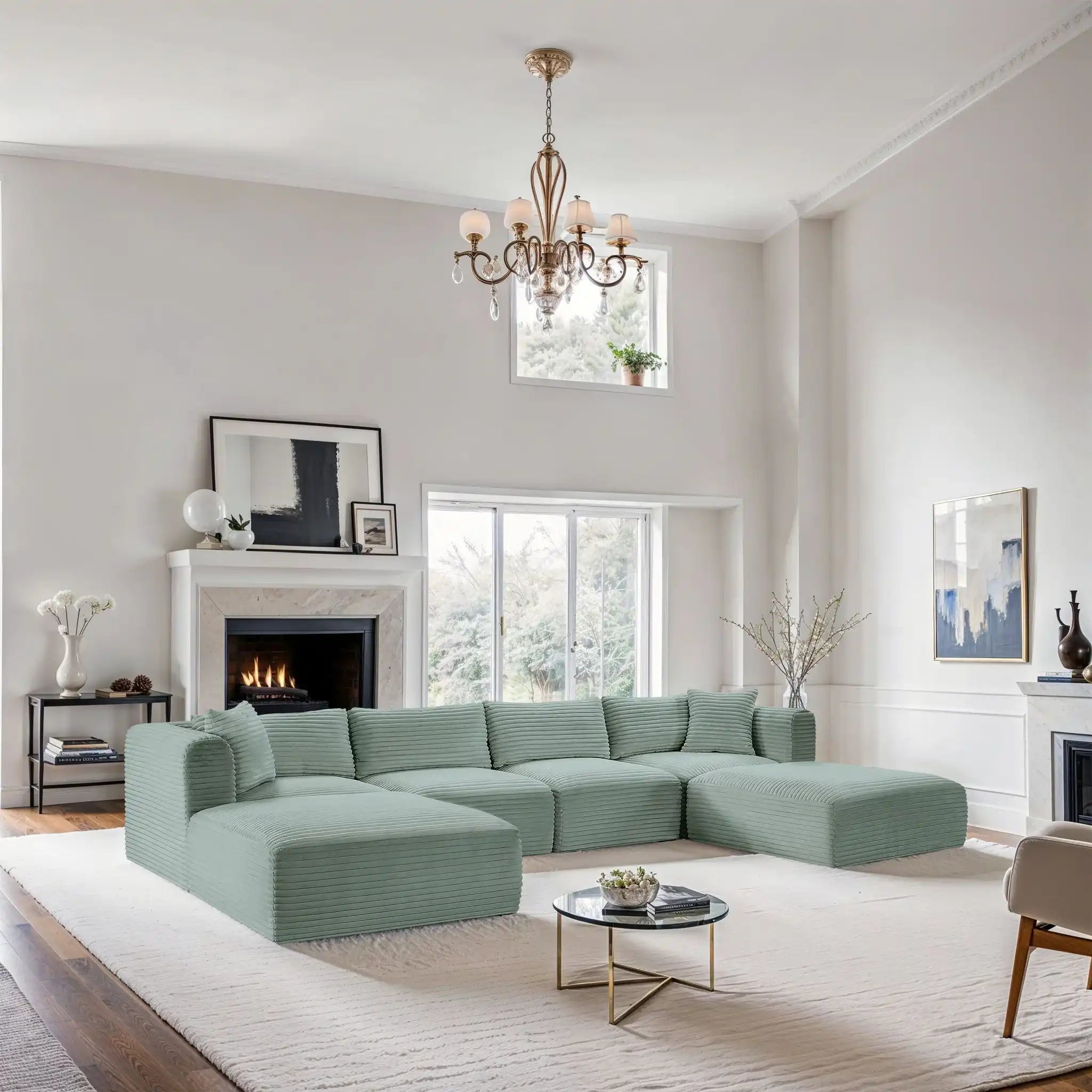 Shaggy - 6 Piece Modular Sectional With 2 Ottomans