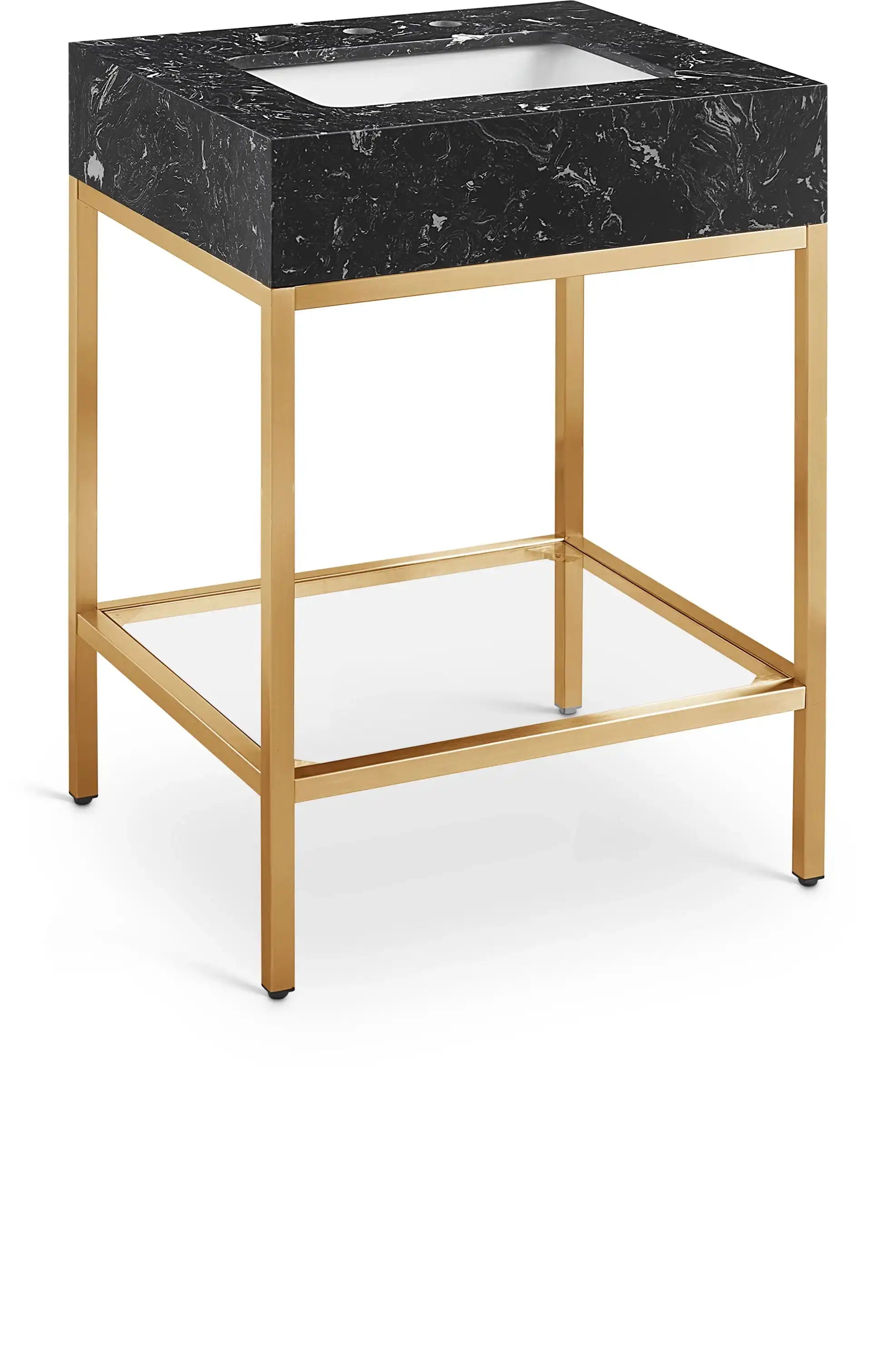 Marmo - Engineered Marble Bathroom Vanity With Gold Base - Best Buy Furniture