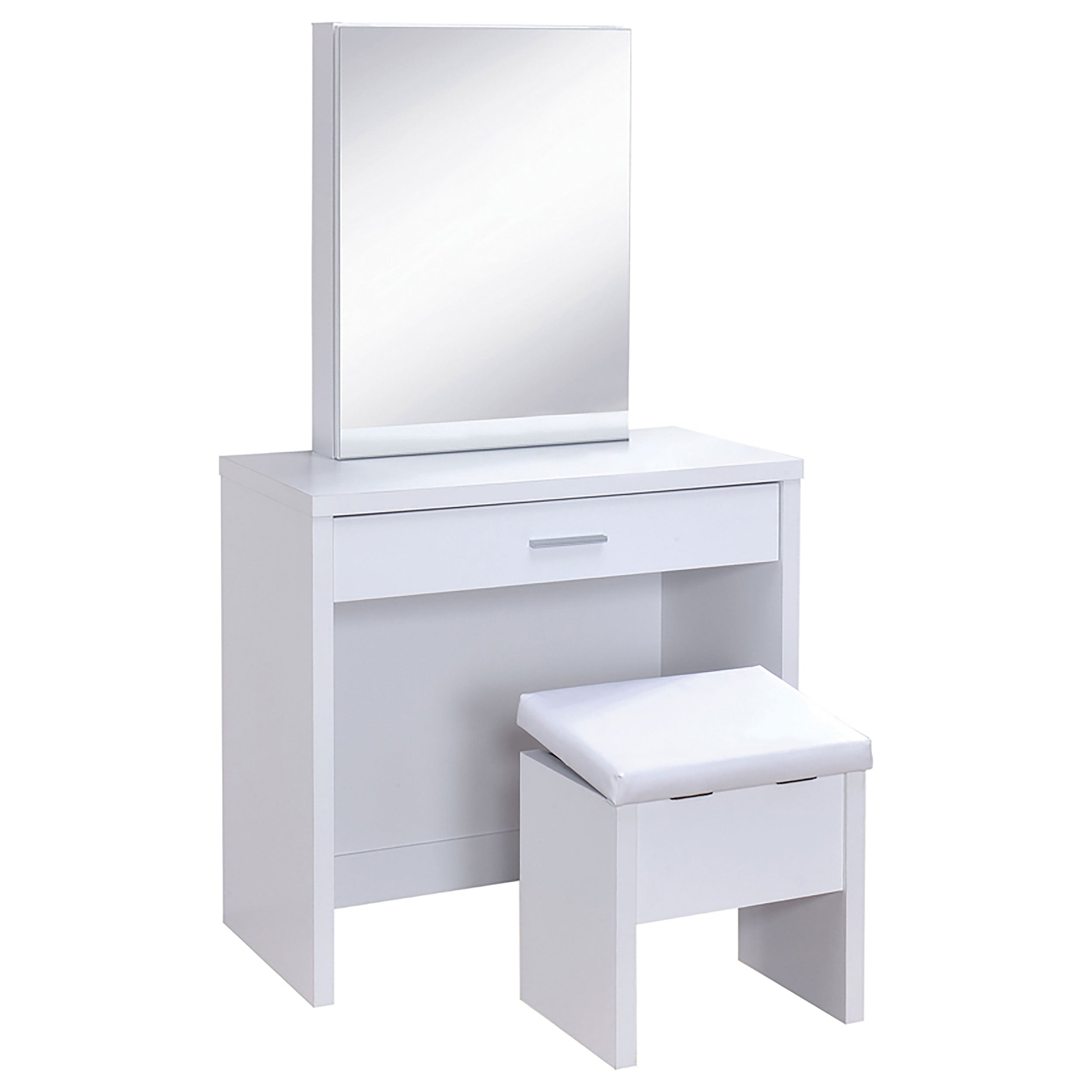 Harvey Vanity Set with Lift-Top Stool White-CoasterEssence